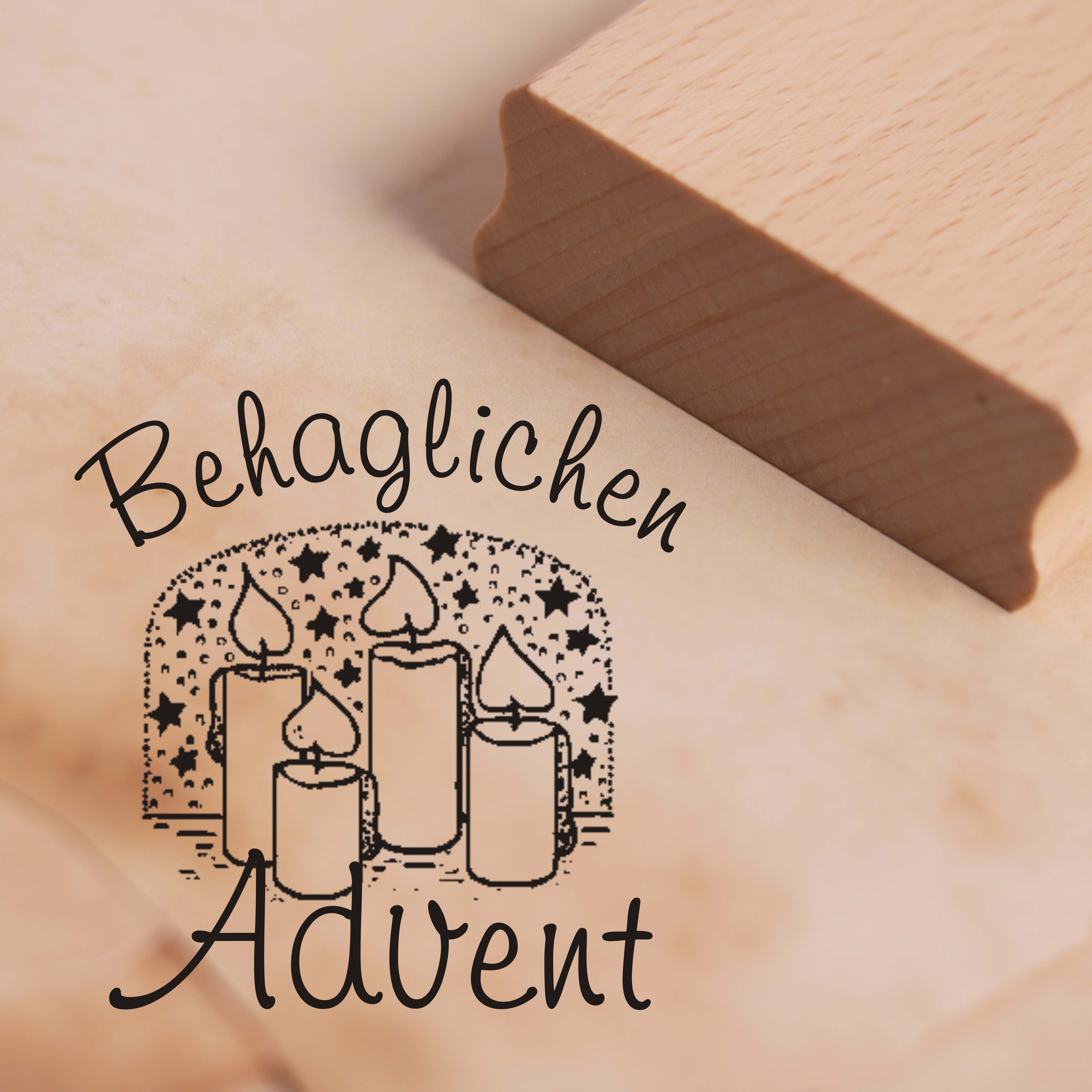 Motivstempel Behaglichen Advent Stempel Adventskranz ca. 48mm x 48mm