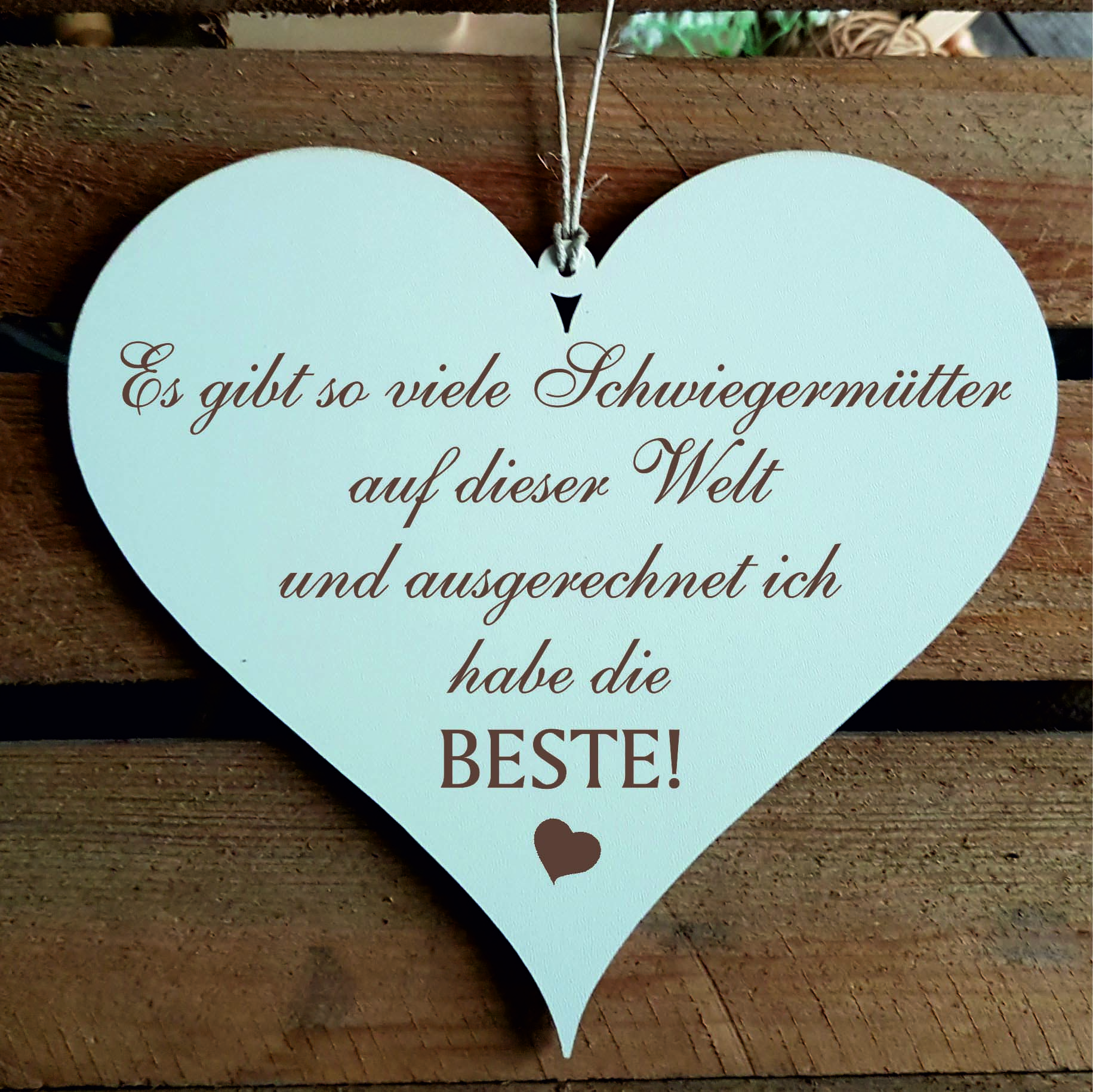 Schild Herz mit Spruch Beste Schwiegermutter der Welt - 13 x 12 cm