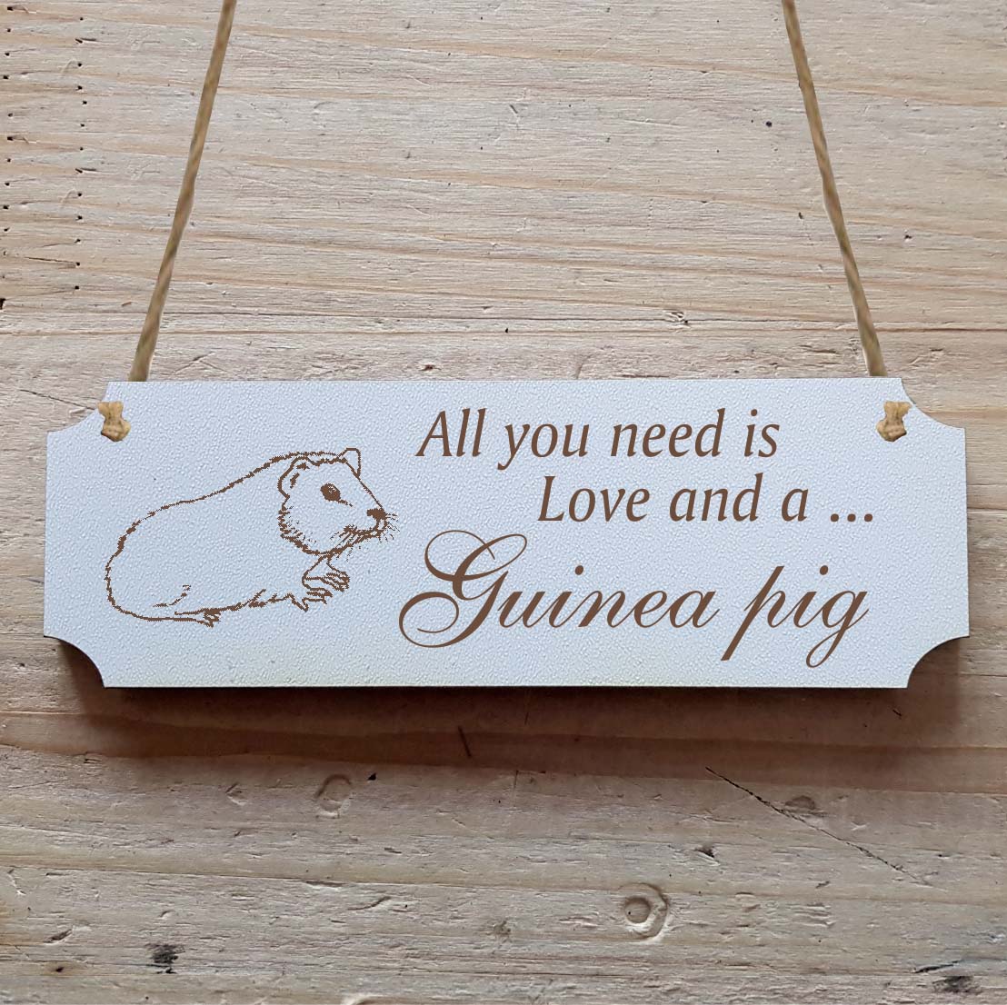 Dekoschild « All you need is Love and a Guinea Pig » Meerschweinchen