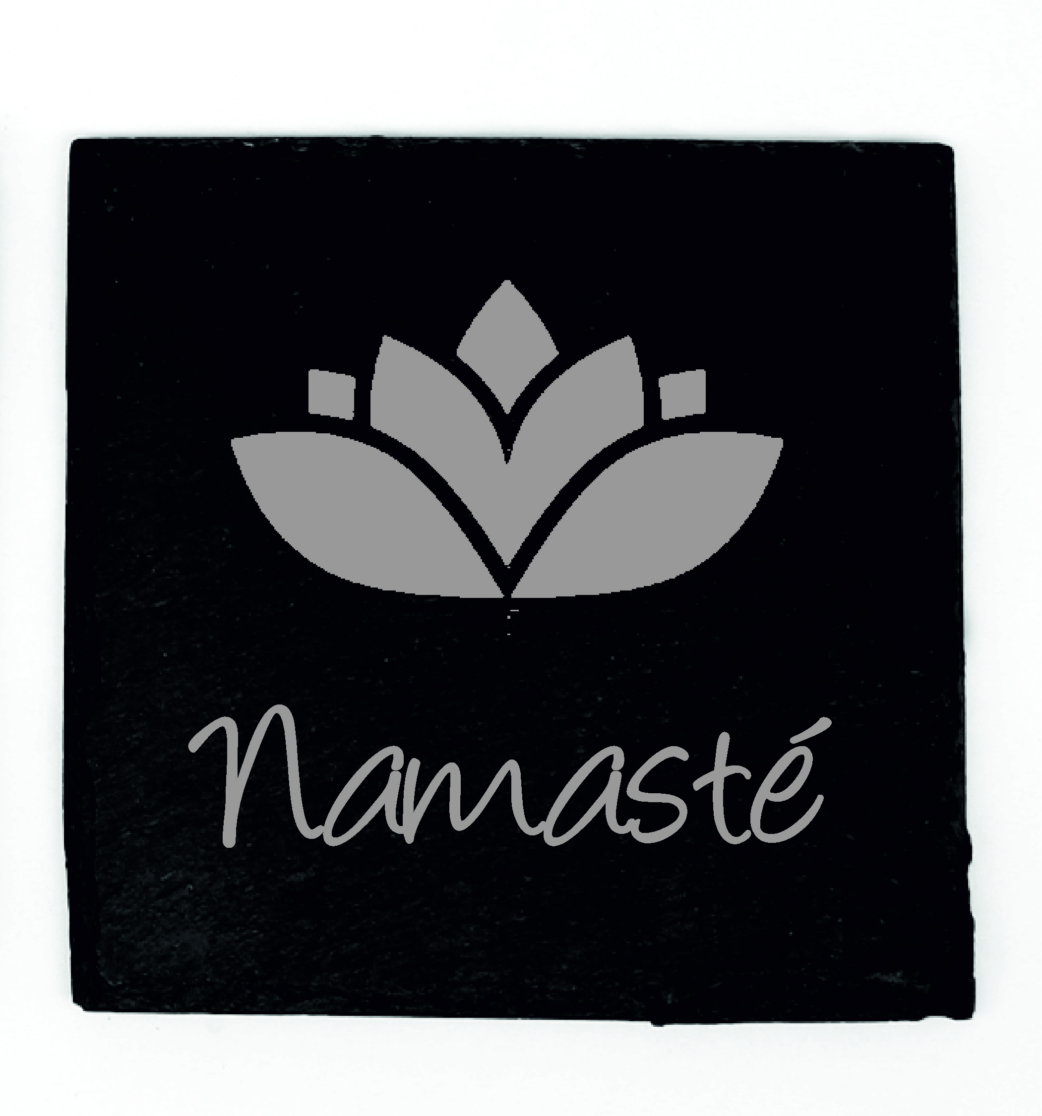 Namaste Untersetzer Schiefer Deko Lotusblume Yoga Meditation Tassenuntersetzer Glasuntersetzer 11x11