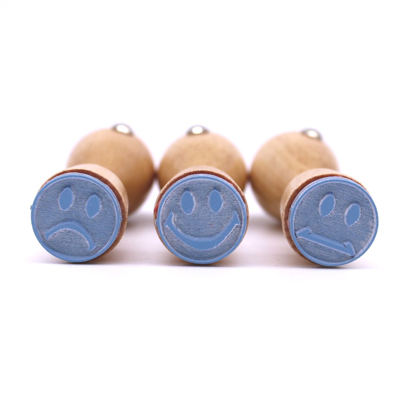 Stempel Smiley Smile Set 02 - ca. Ø 20 mm - 3 Motivstempel Smilies gut/neutral/traurig.