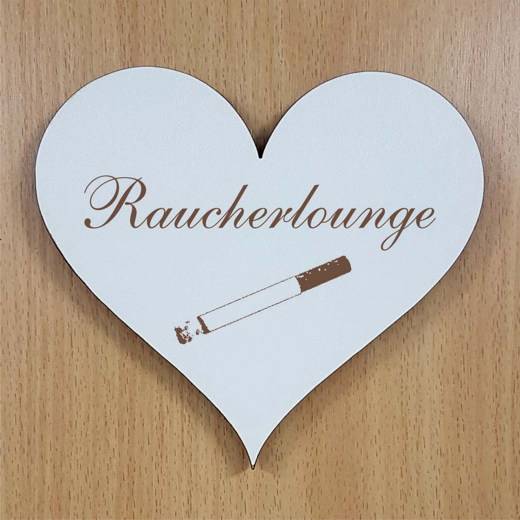 Shabby Herz « RAUCHERLOUNGE » selbstklebendes Türschild mit Motiv Zigarette