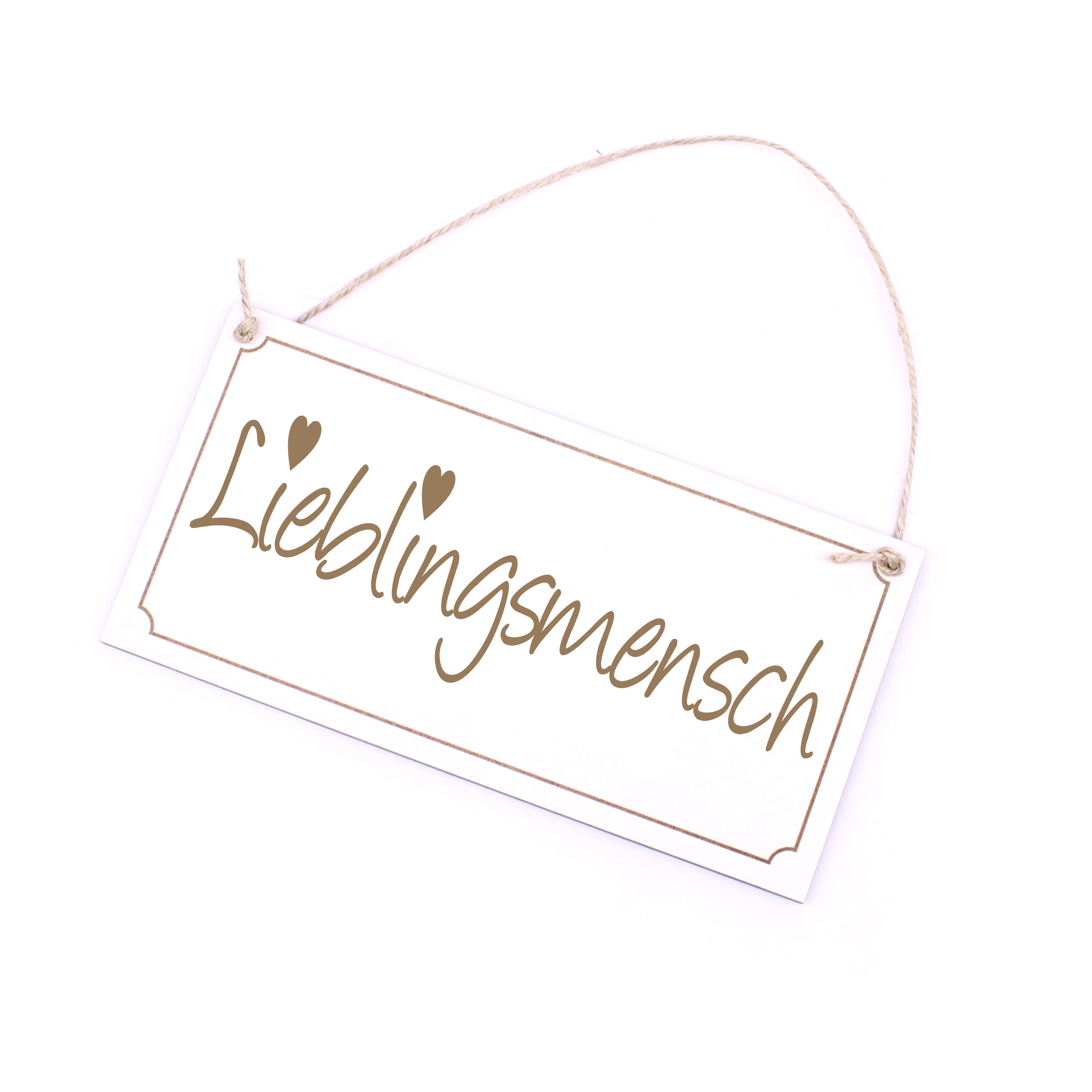 Lieblingsmensch Schild - Holzschild weiß mit Gravur Geschenk  20 x 10 cm