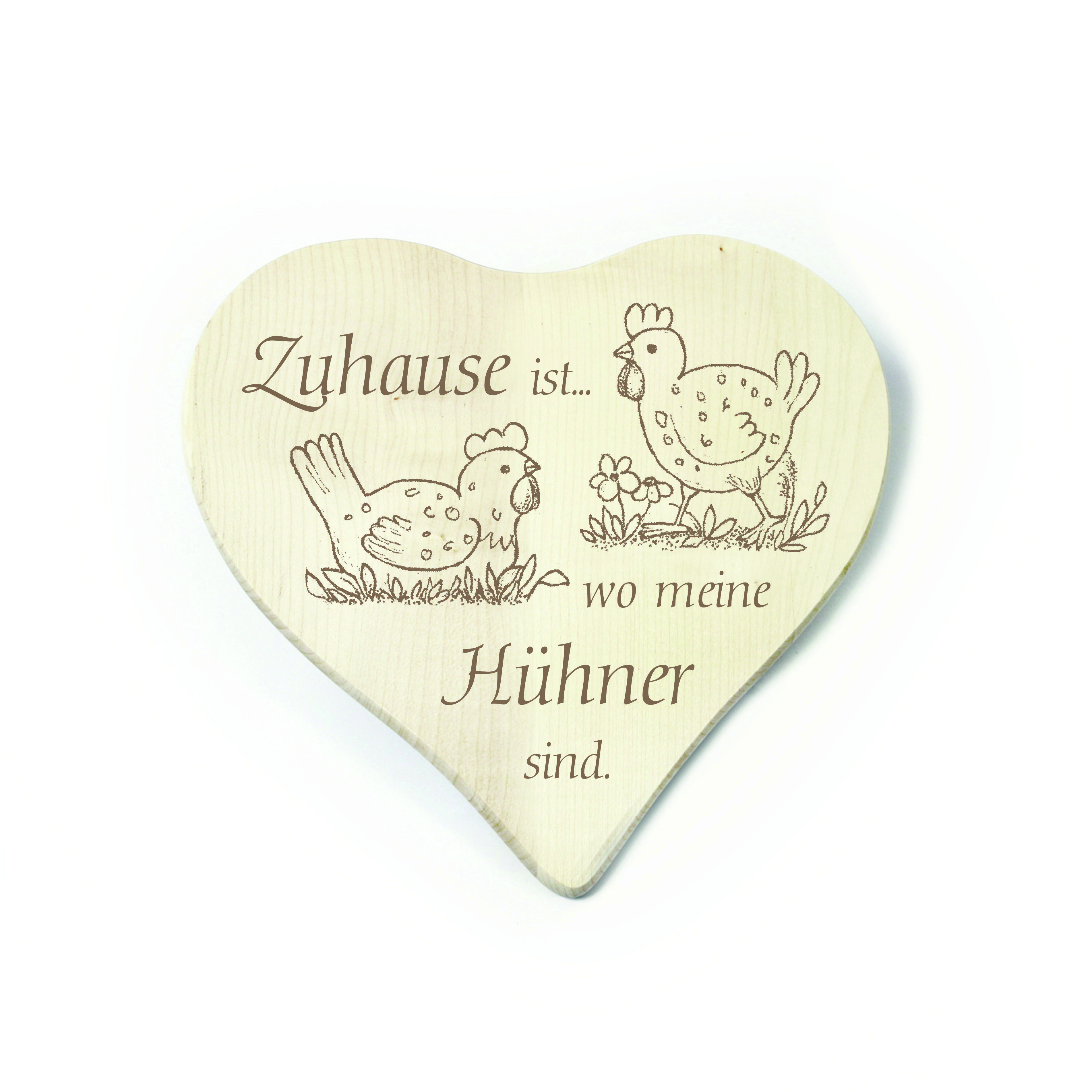 Herz Frühstücksbrettchen Zuhause ist, wo meine Hühner sind - Legehenne Wiese 23 x 23 cm