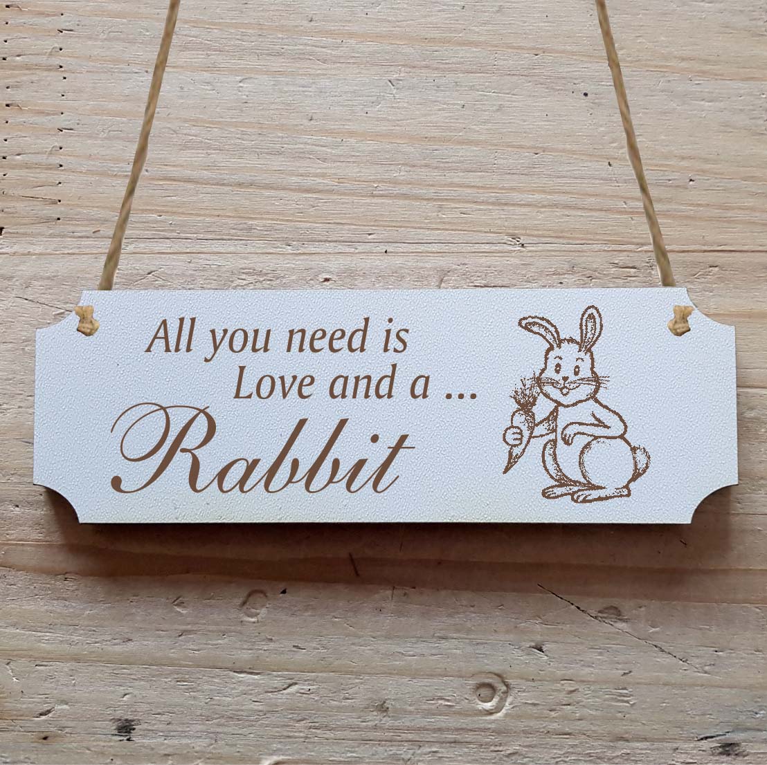 Dekoschild « All you need is Love and a Rabbit » Hase 1