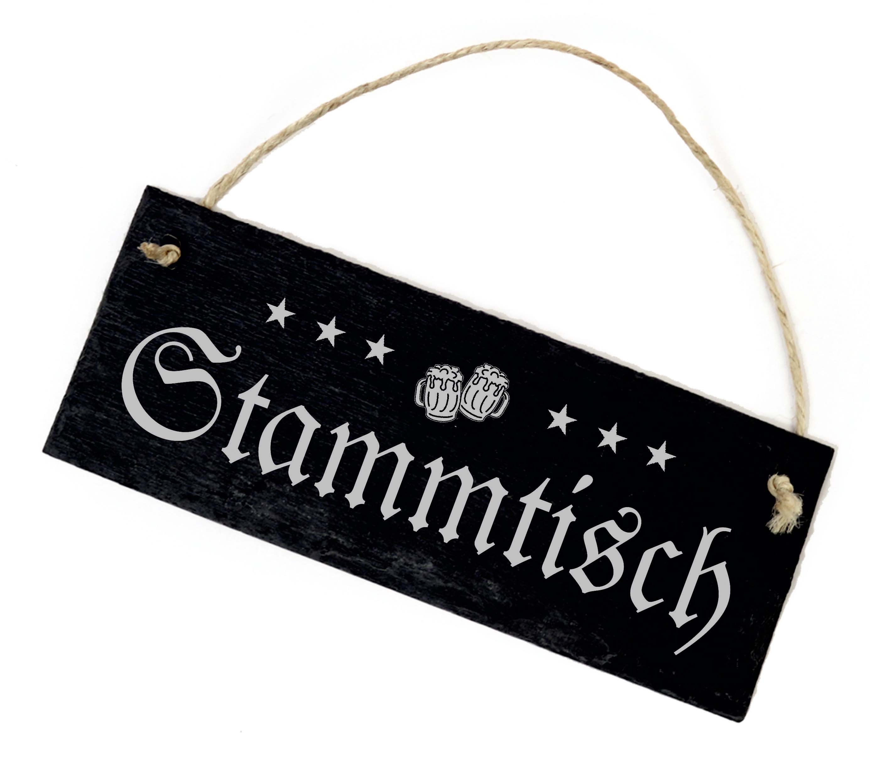 Stammtisch Schild aus Schiefer Türschild Gravur Deko Schiefertafel Gartenschilder 22 x 8 cm