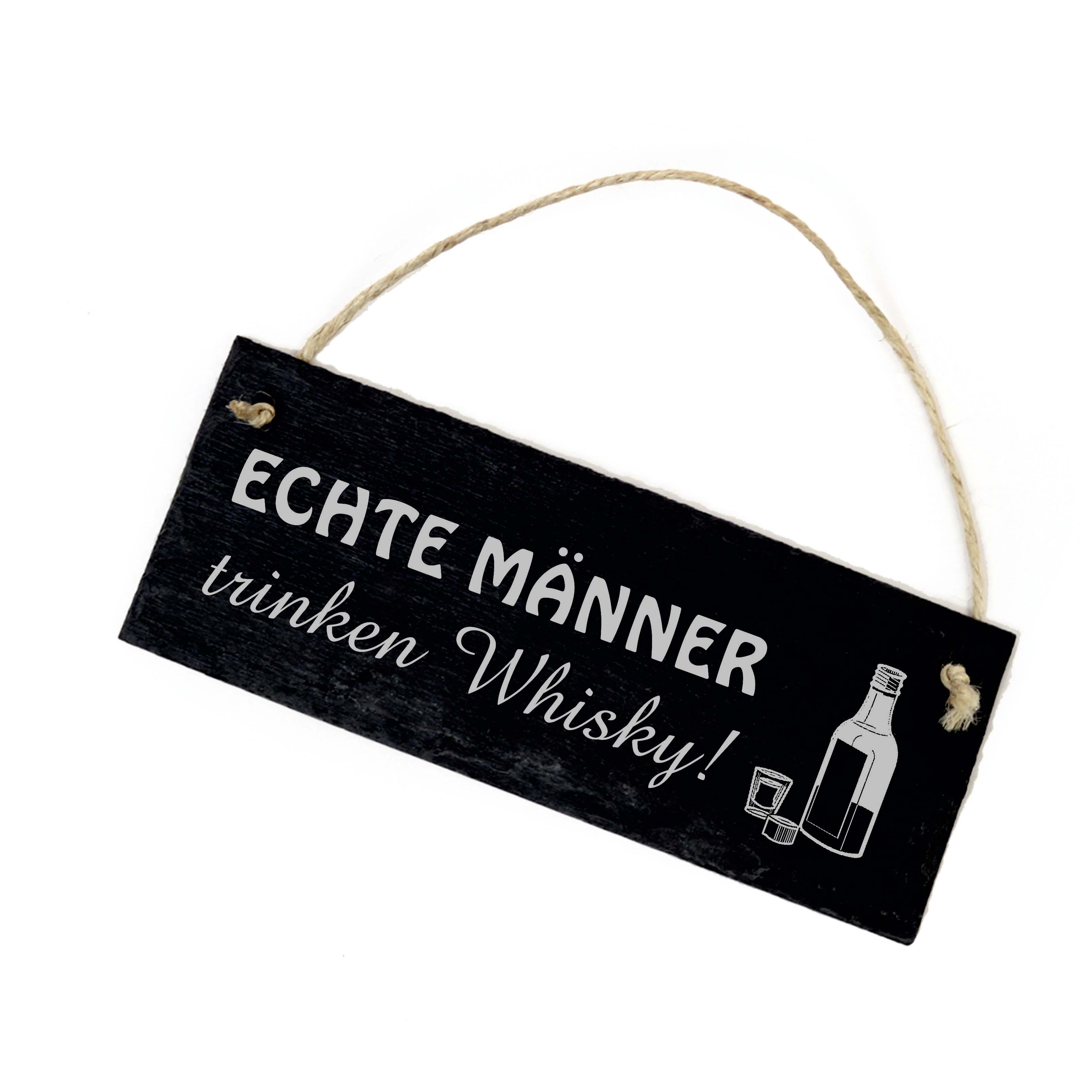 Echte Männer trinken Whisky - Schild Schiefer graviert Dekoschild Whiskytrinker 22 x 8 cm