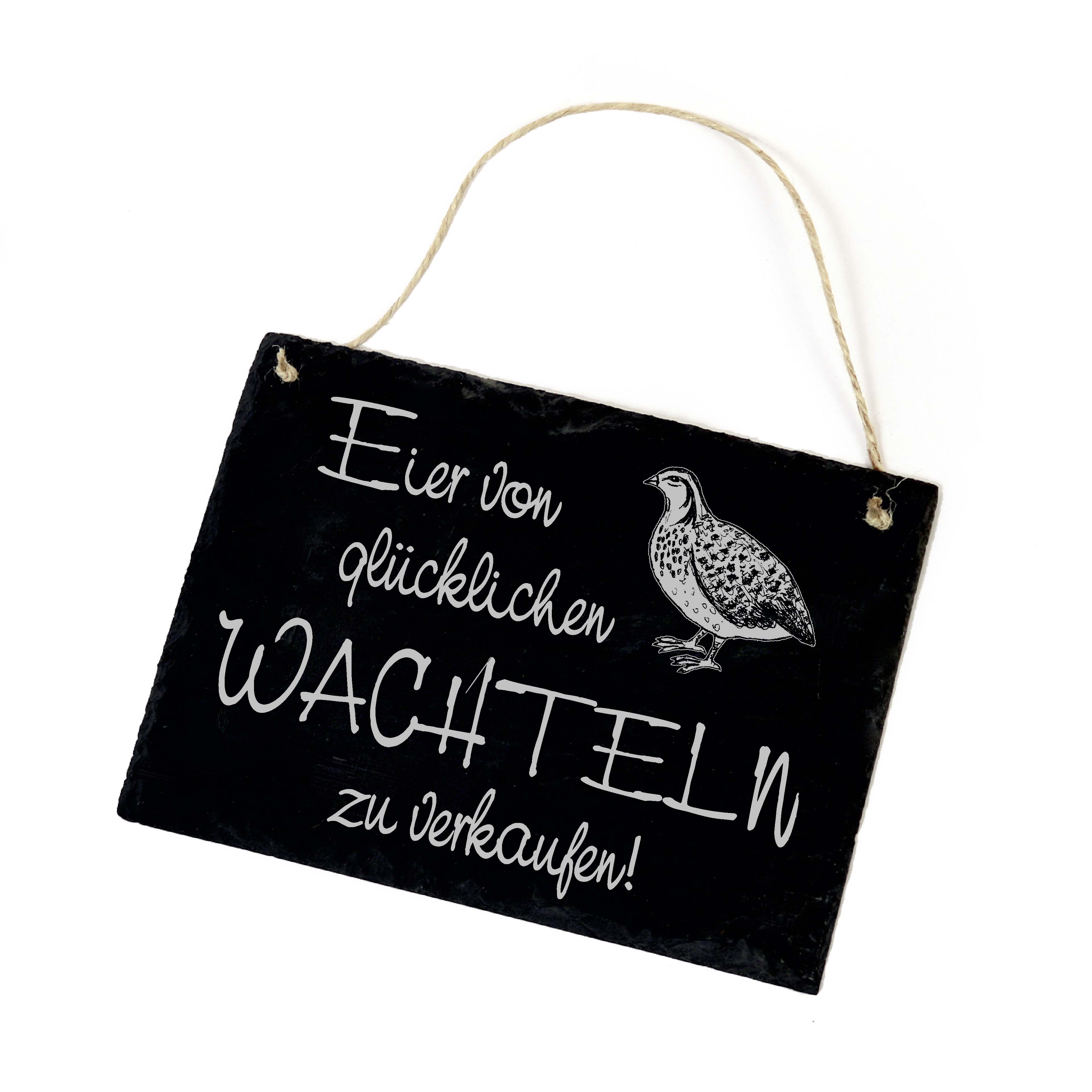 Wachteleier Verkauf Schild Schiefer graviert - Eier von glücklichen Wachteln zu verkaufen 22x16cm