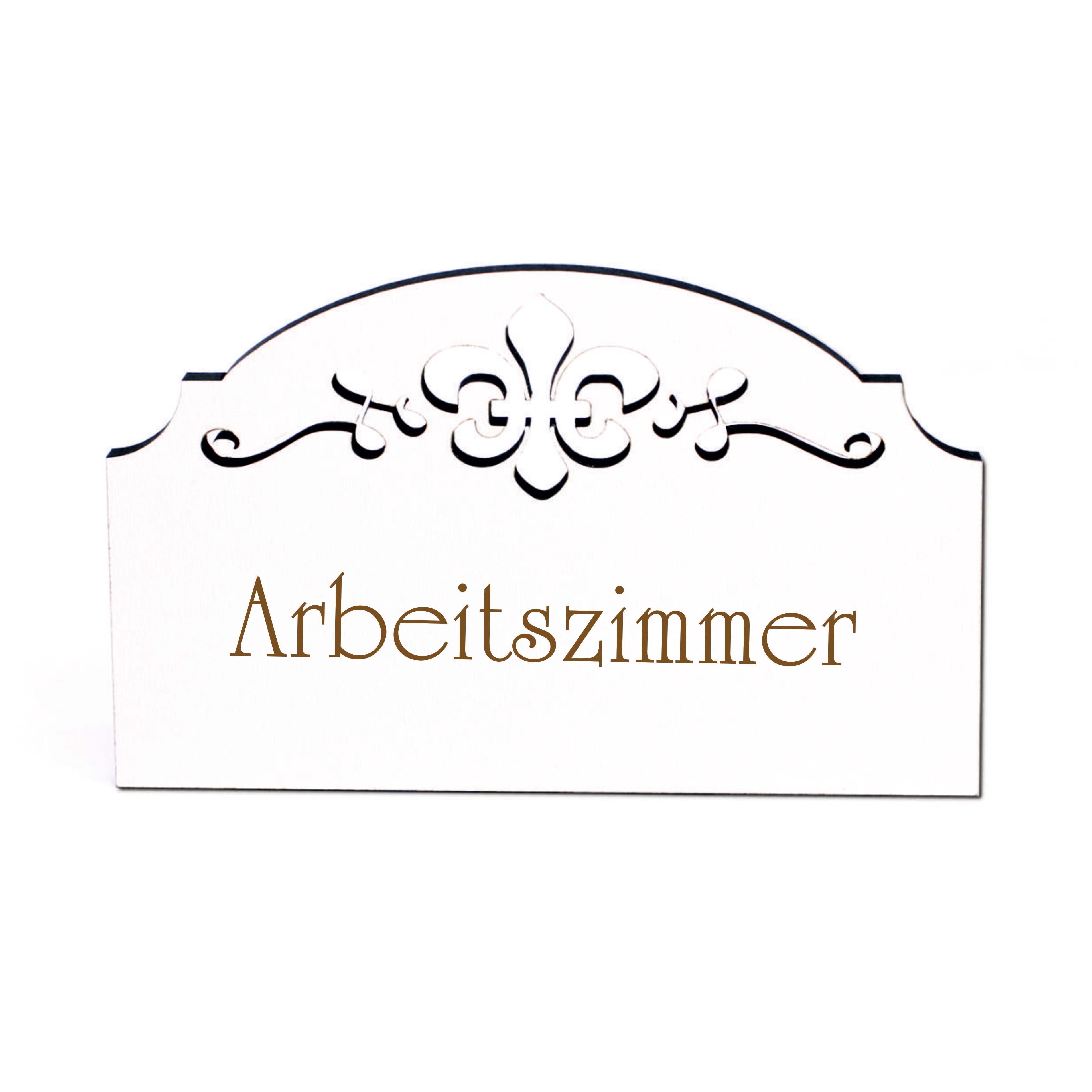 Arbeitszimmer Schild Holz graviert Ornamente selbstklebend Büro Office Türschild Türdeko 15,5 x 9,5