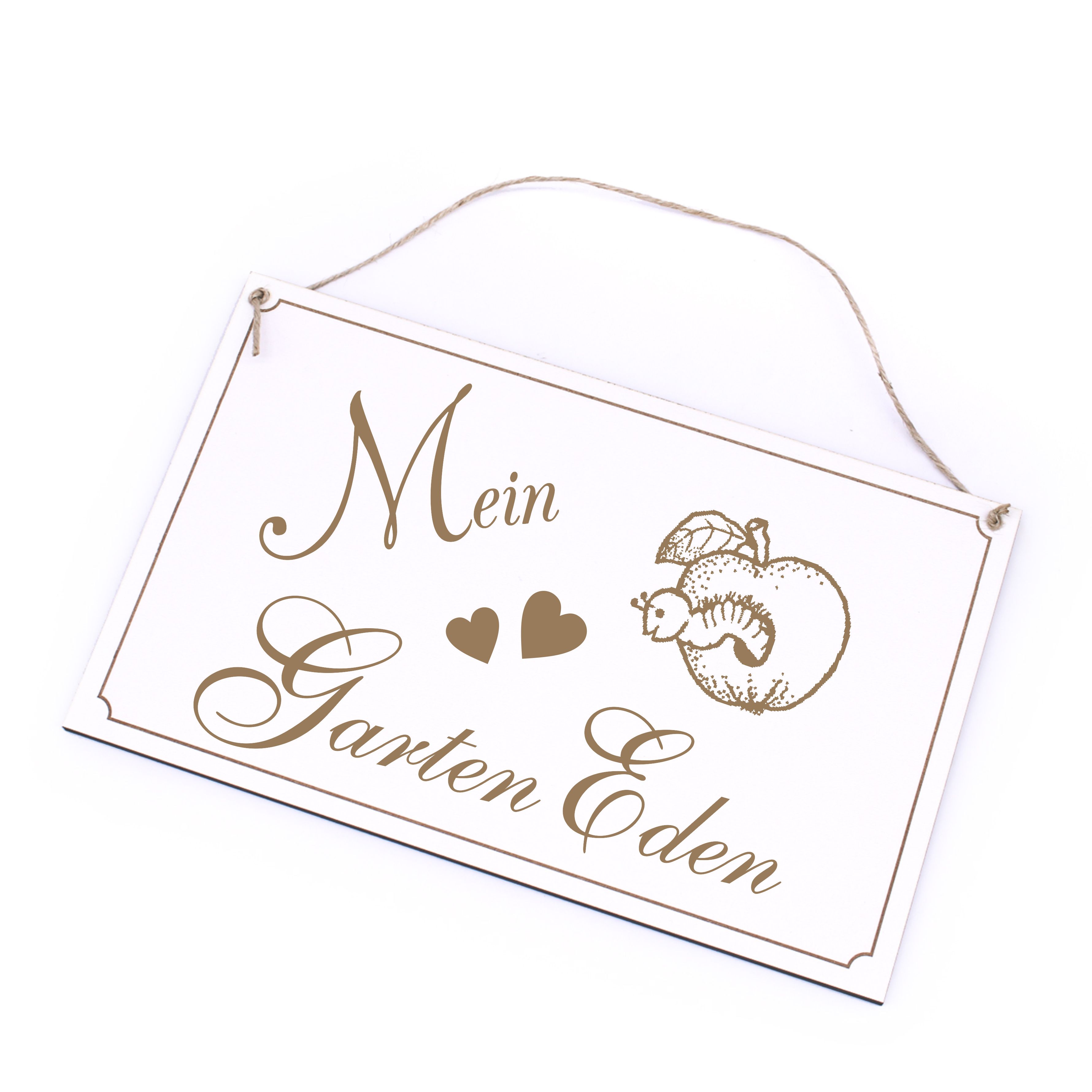 Garten Schild - Mein Garten Eden - Holzschild Garten Deko 26 x 16 cm