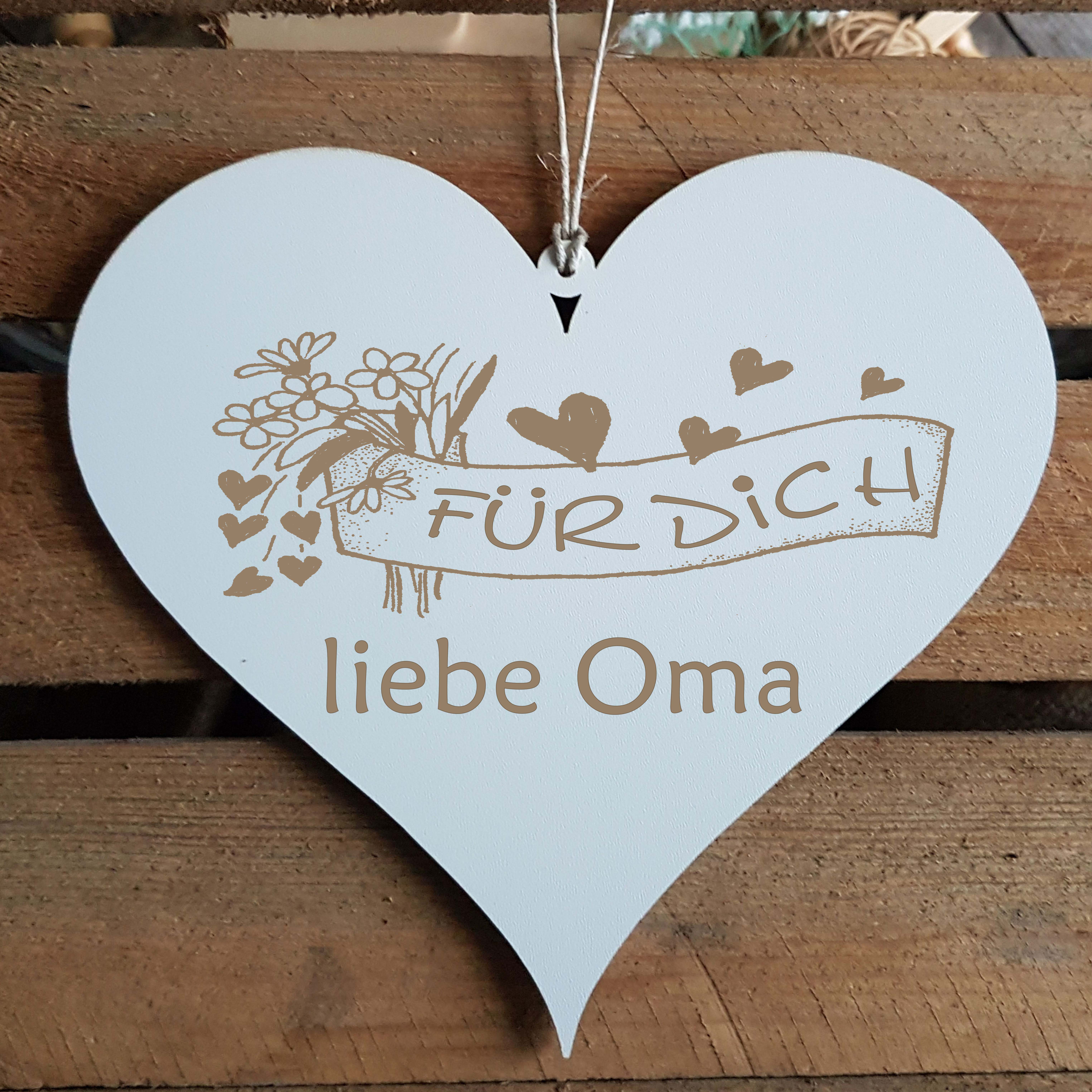 Herz Schild « FÜR DICH LIEBE OMA » mit Motiv Herzen