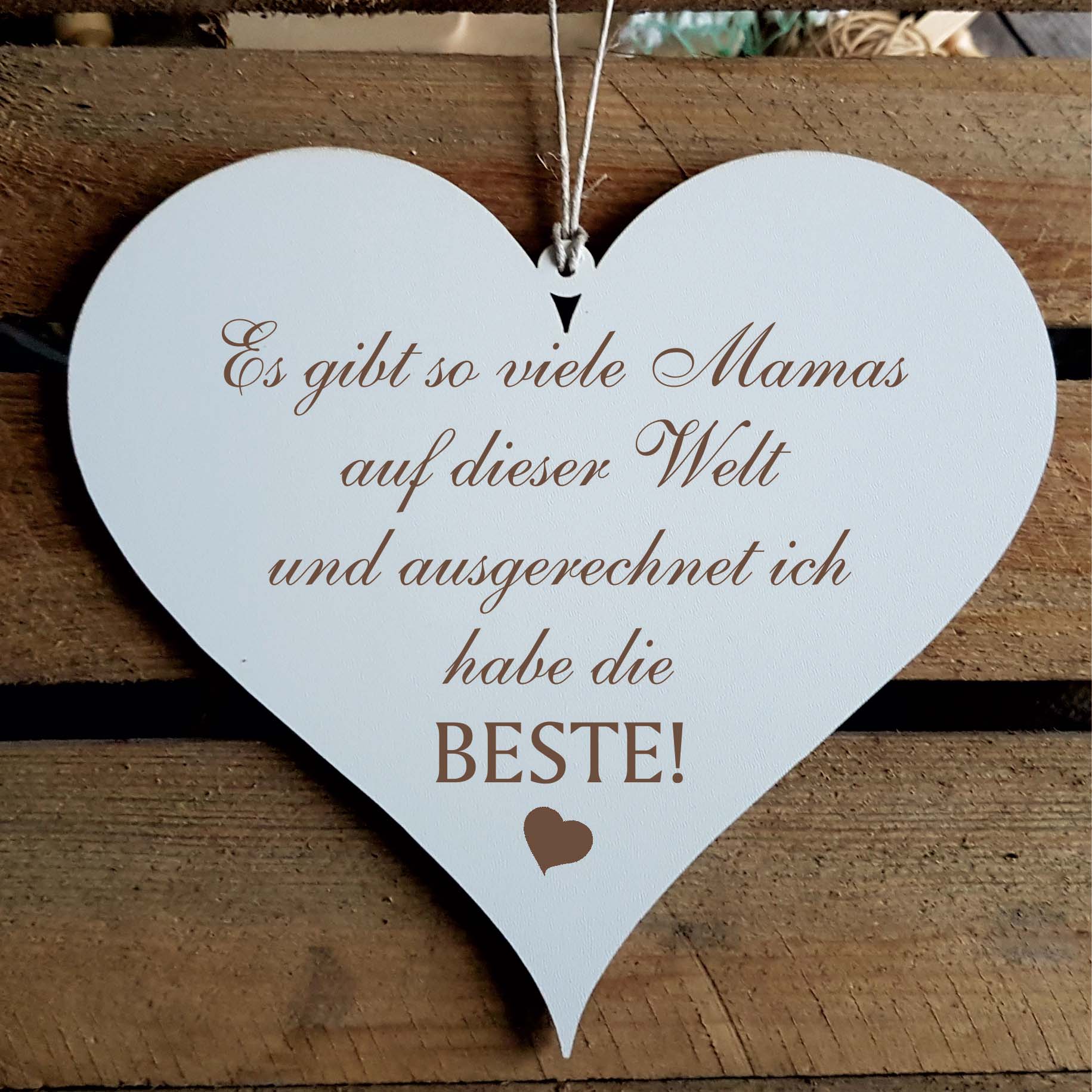 Herz Schild « BESTE MAMA » mit Spruch