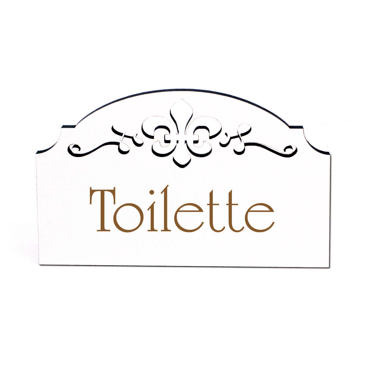 Toilette Schild Holz selbstklebend Ornamente WC Türschild weiß Vintage Toilettenschild 155 x 95 mm