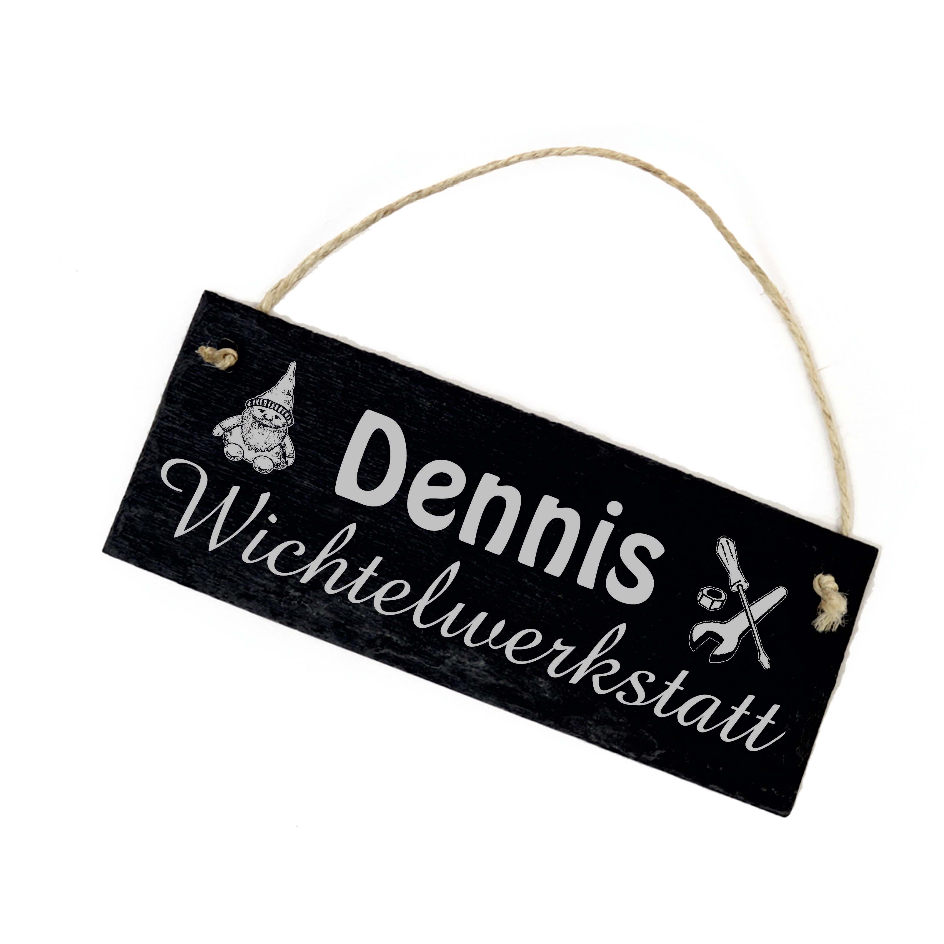 Wichtelwerkstatt Wichtel Schild Schiefer - Namen personalisiert - Wichtelgeschenk graviert  22x8cm