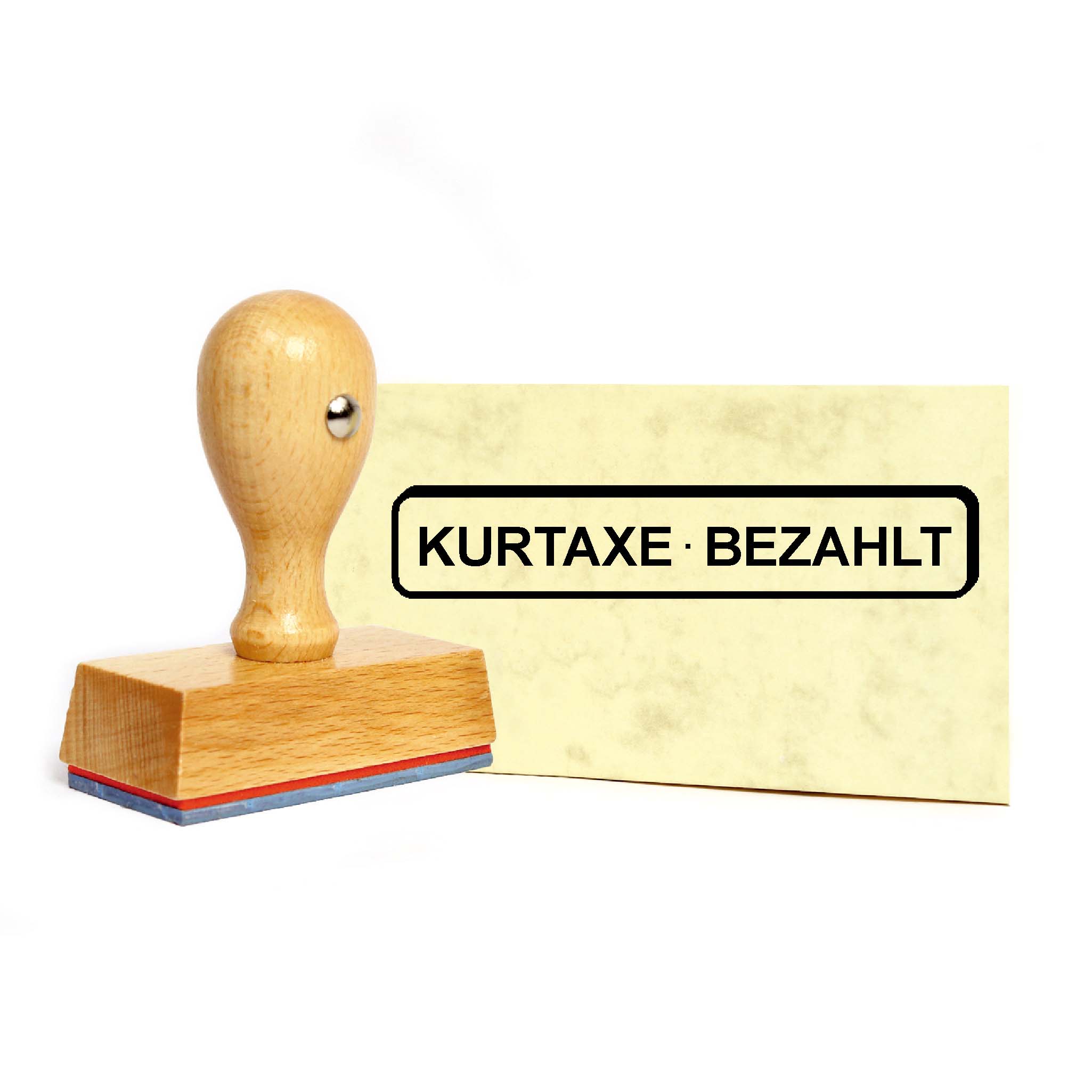 Stempel - Kurtaxe Bezahlt - Holzstempel 1 zeilig Bürostempel Buchhaltung Kurabgabe 49 x 9 mm