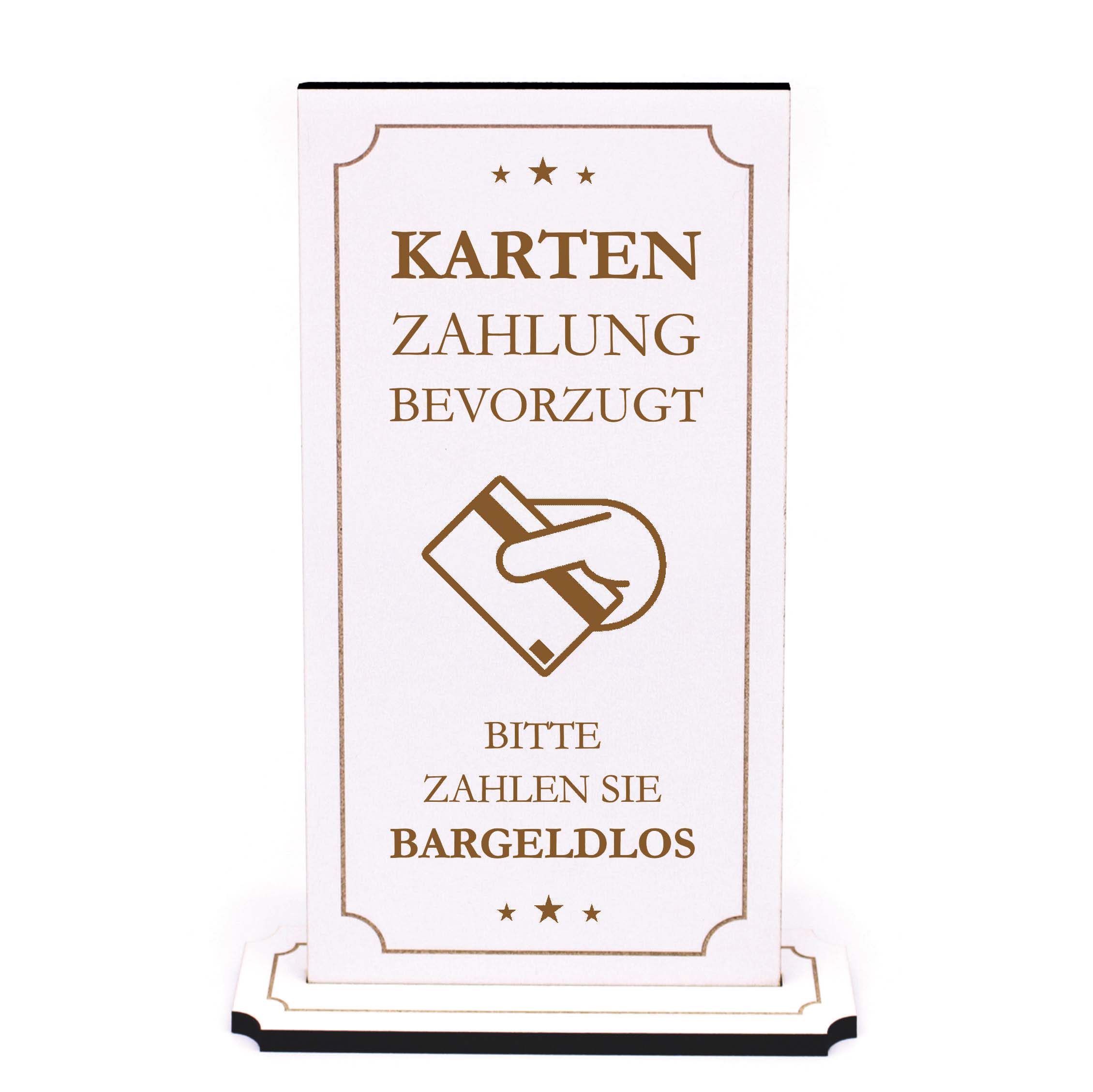 Aufsteller Kasse Bezahlen - Kartenzahlung bevorzugt - Infoaufsteller Schild Kein Bargeld 10 x 20 cm