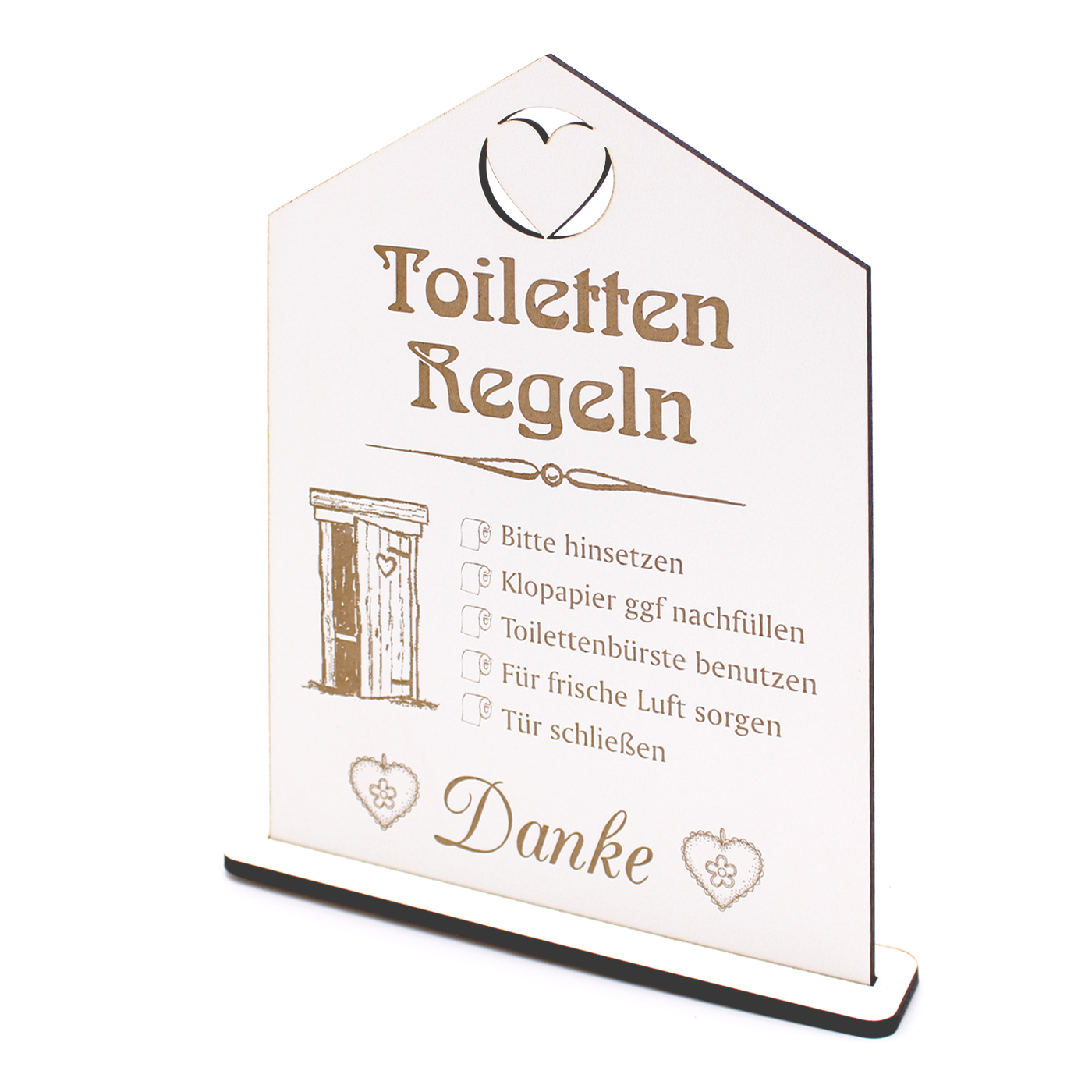 Schild Toilettenregeln - zum Hinstellen - Haus mit Herz 22 x 27,5 cm