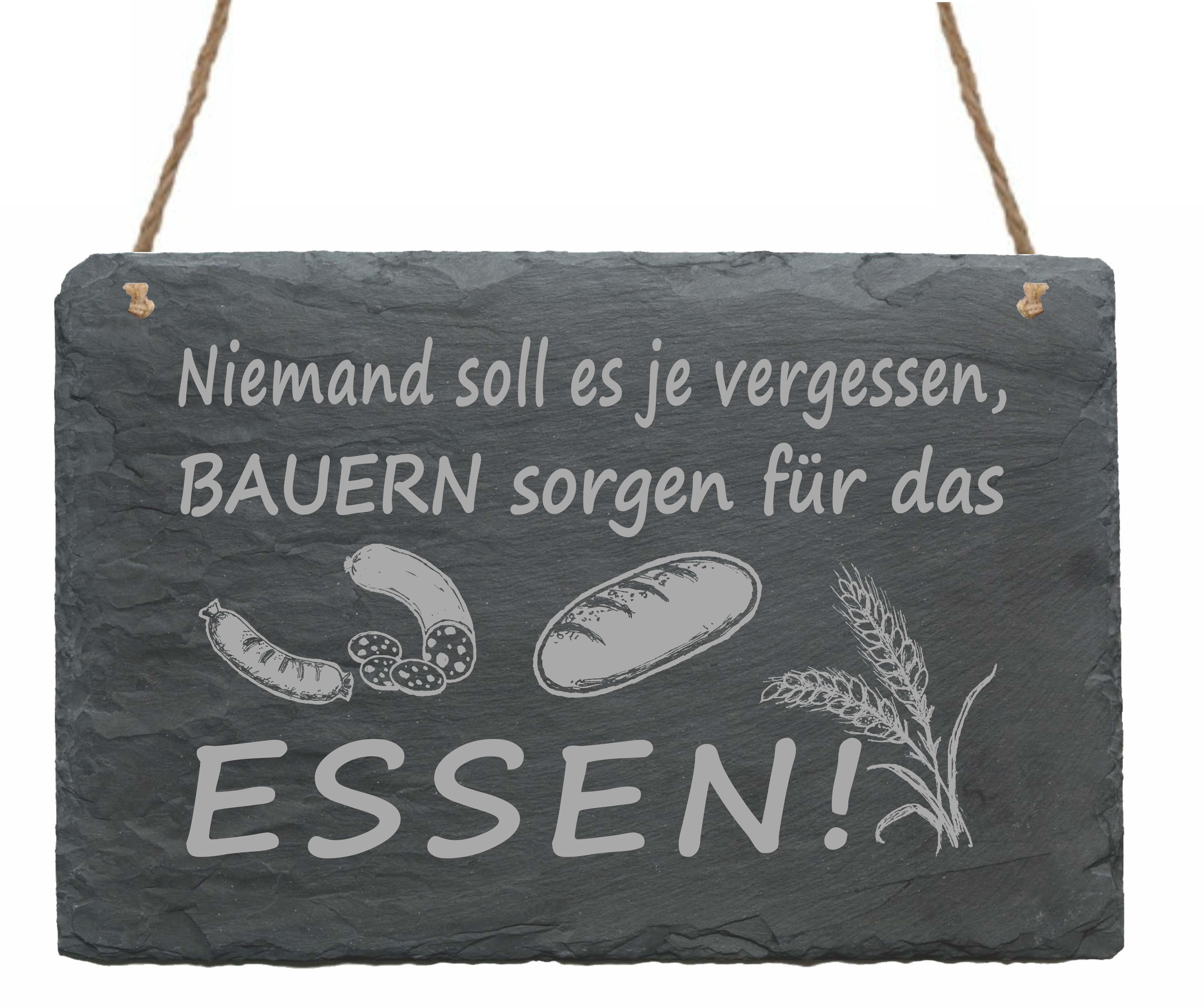 Schild Niemand soll es je vergessen, Bauern sorgen für das Essen - Türschild Küche