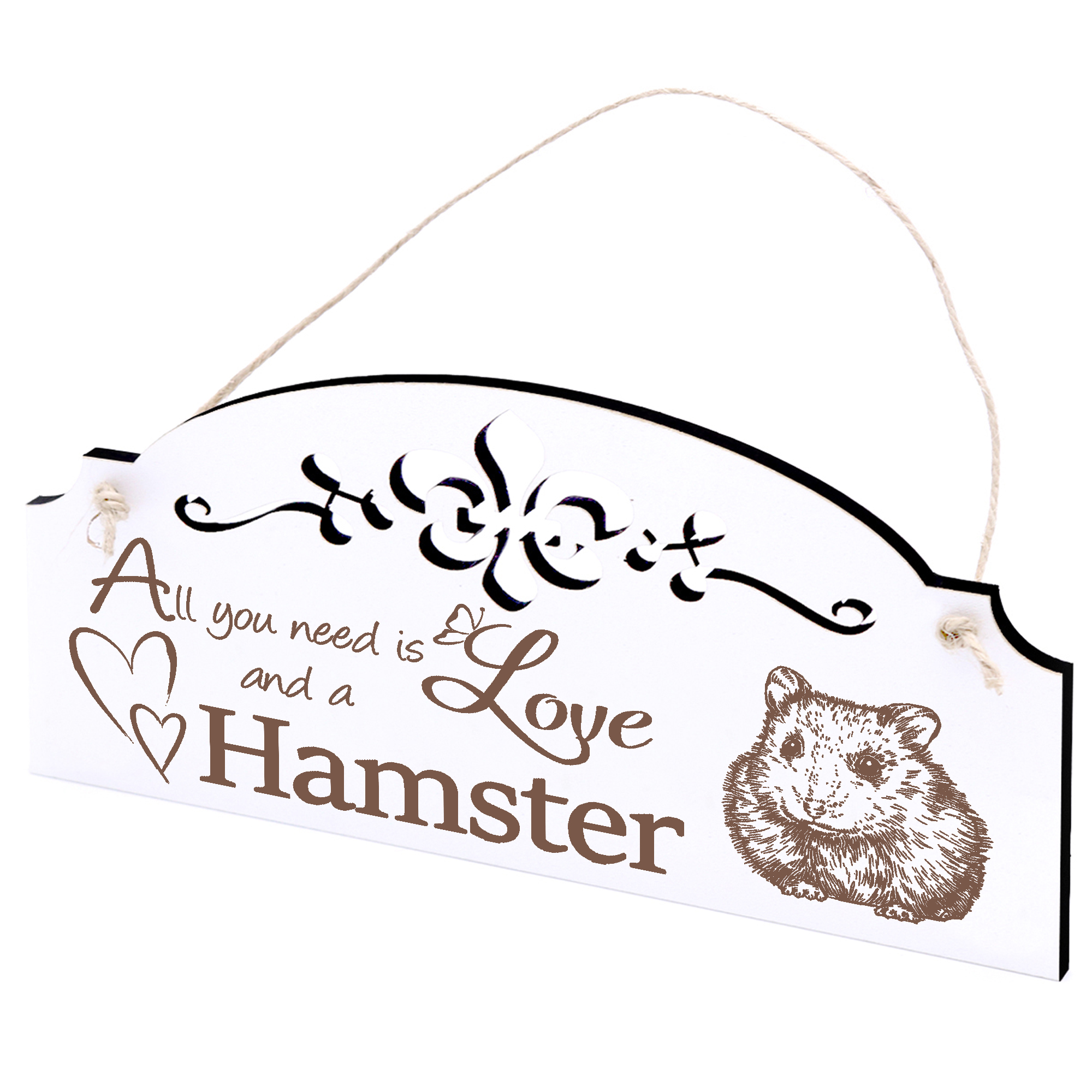 Schild Hamster Deko 20x10cm - All you need is Love and a Hamster - Holz