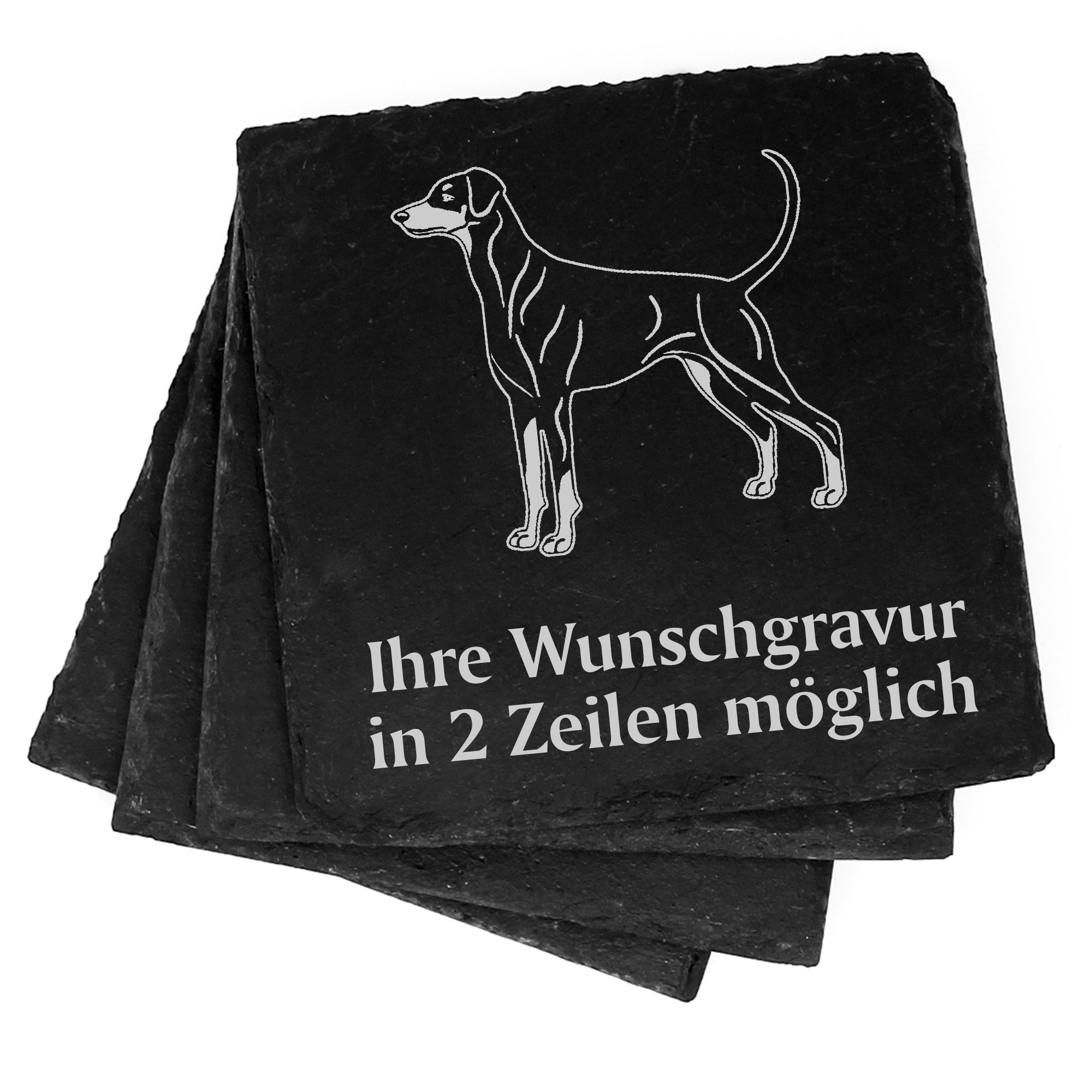 4x Dobermann Deko Schiefer Untersetzer Wunschgravur Set - 11 x 11 cm