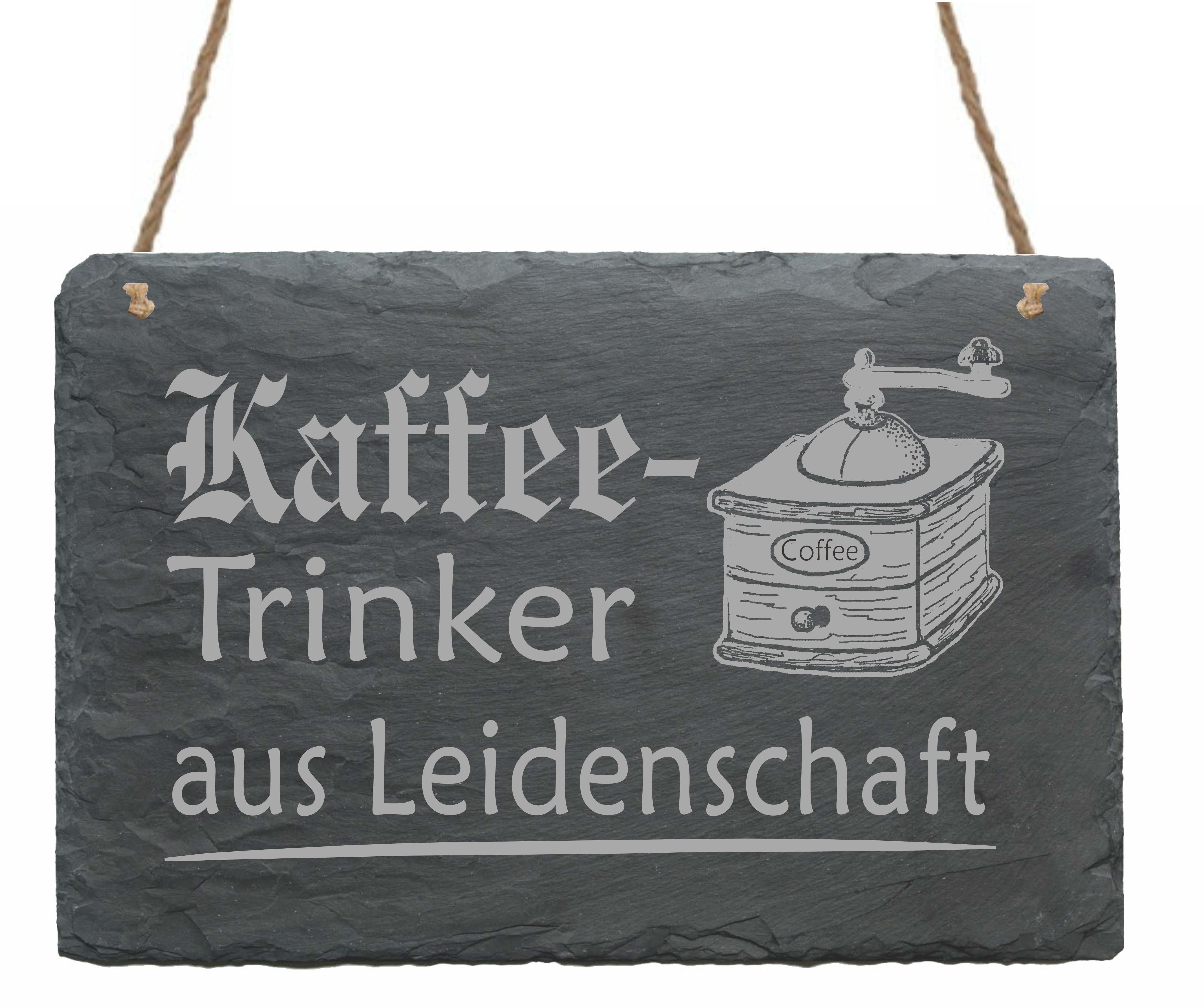 Schiefertafel « KAFFEETRINKER AUS LEIDENSCHAFT » mit Motiv