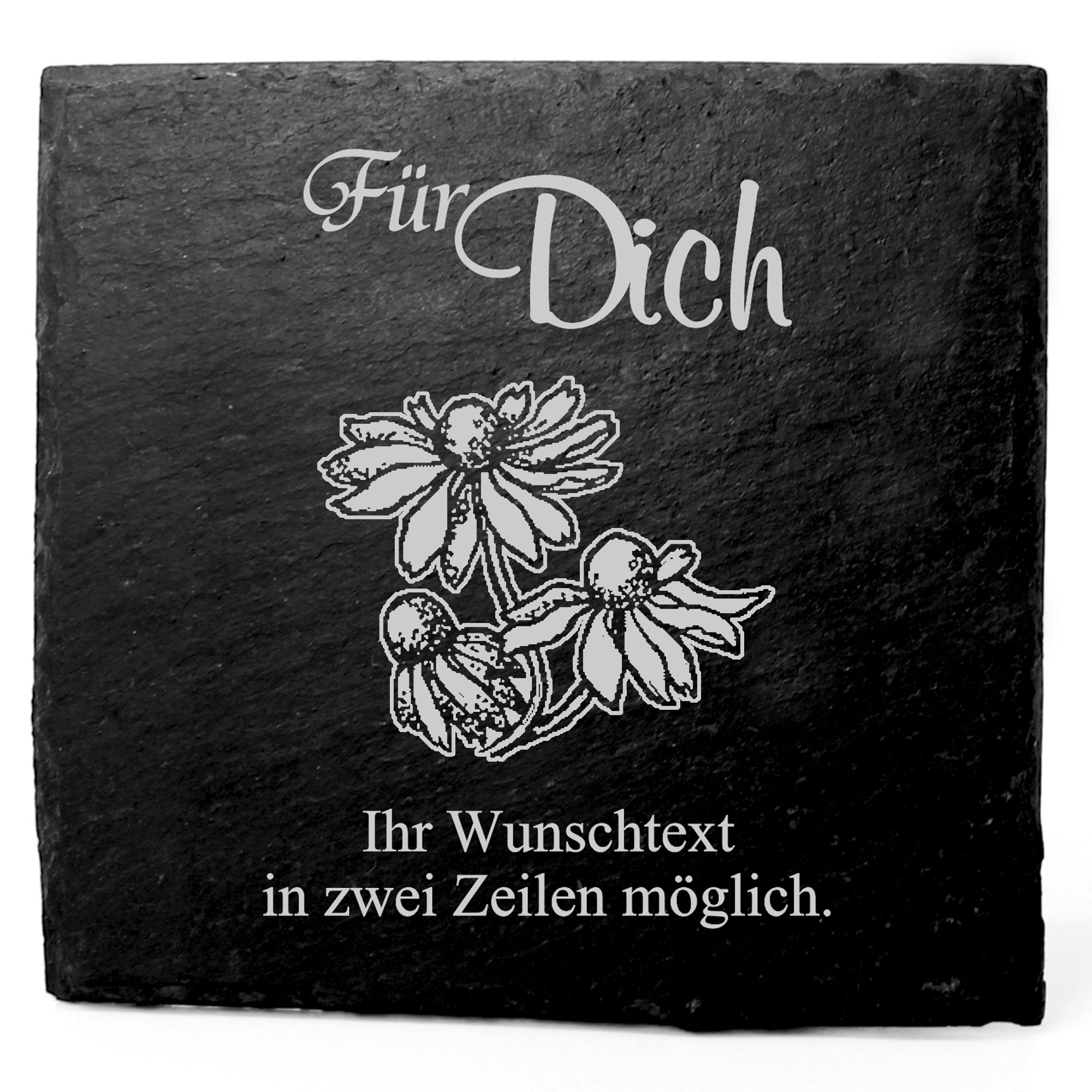 Deko Schiefer Untersetzer personalisiert wilde Kamille - Für Dich - 11x11cm