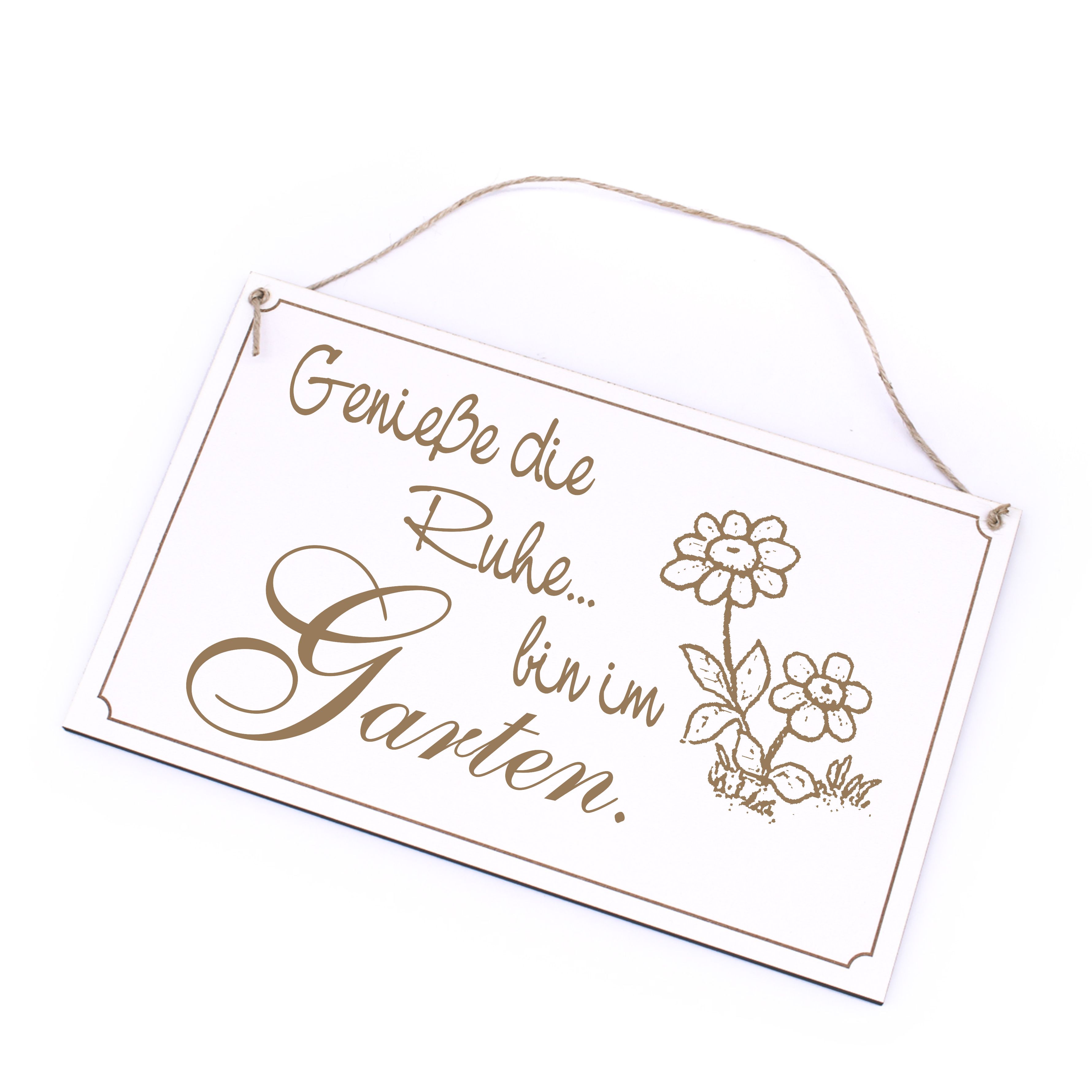 Gärtner Schild - Genieße die Ruhe, bin im Garten - Holzschild Gartendeko 26 x 16 cm