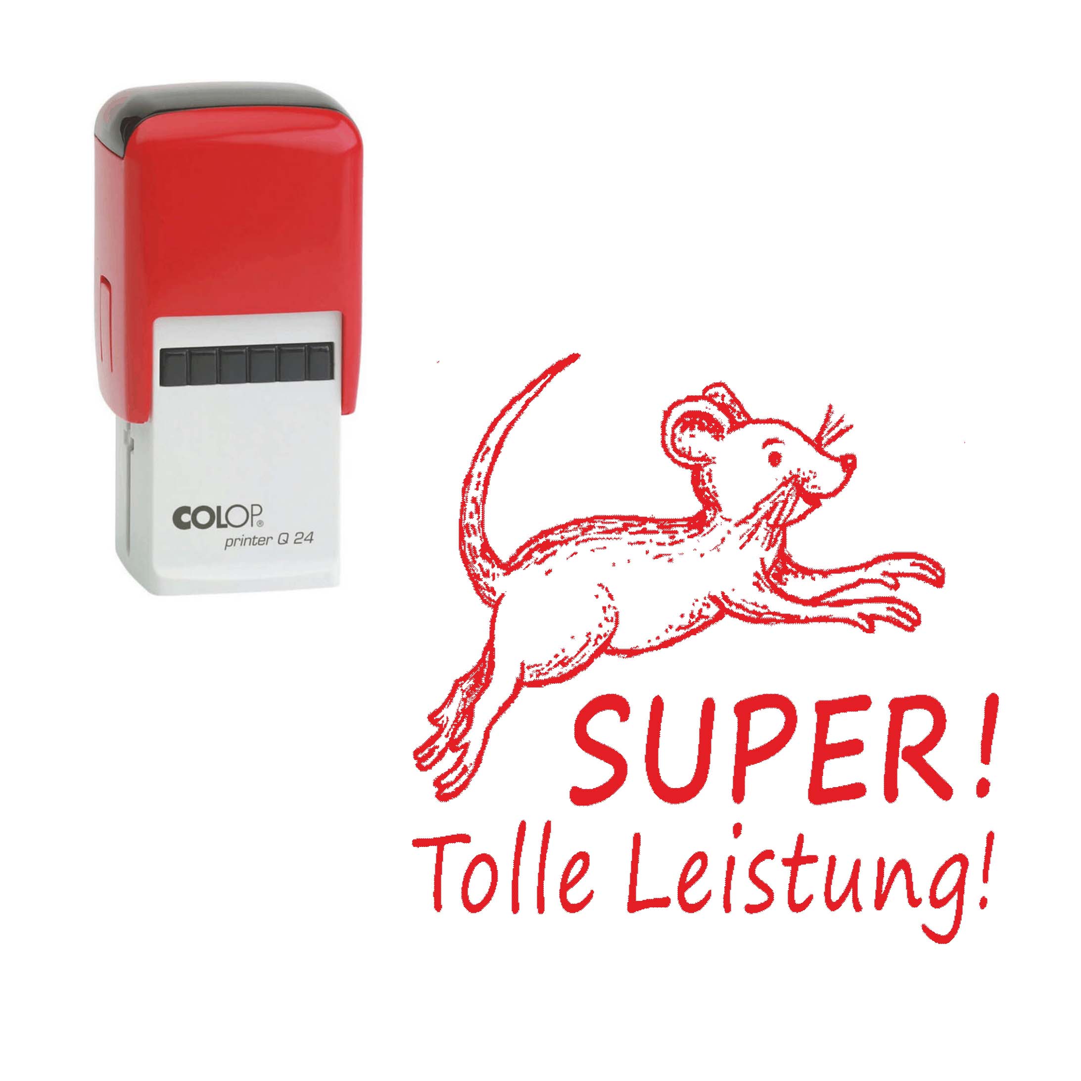 Lehrerstempel Super! Tolle Leistung! - Automatikstempel Kinder Motivstempel Maus 24 x 24 mm