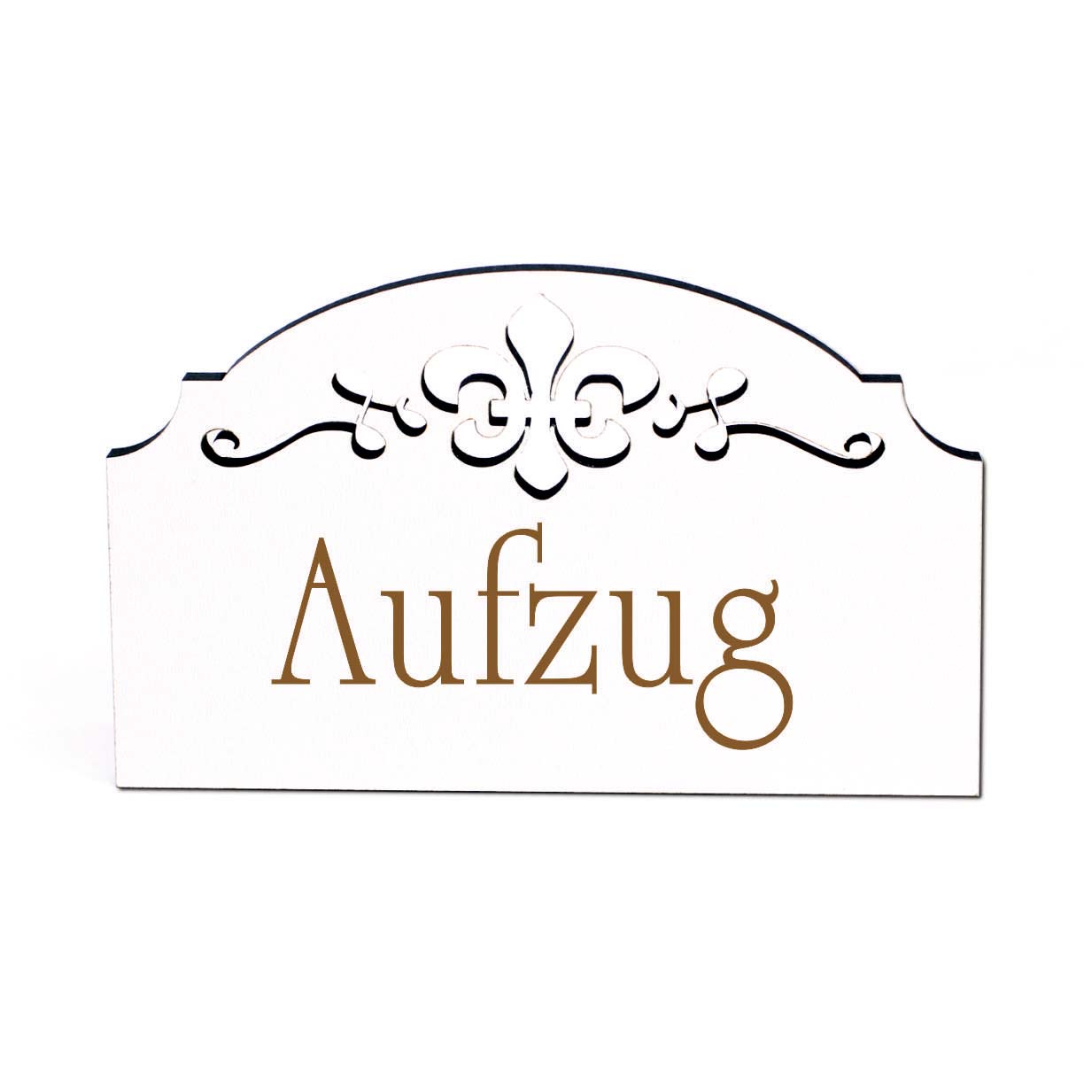 Aufzug Schild Holz Türschild graviert Ornamente selbstklebend Lift Türdeko 15,5 x 9,5 cm