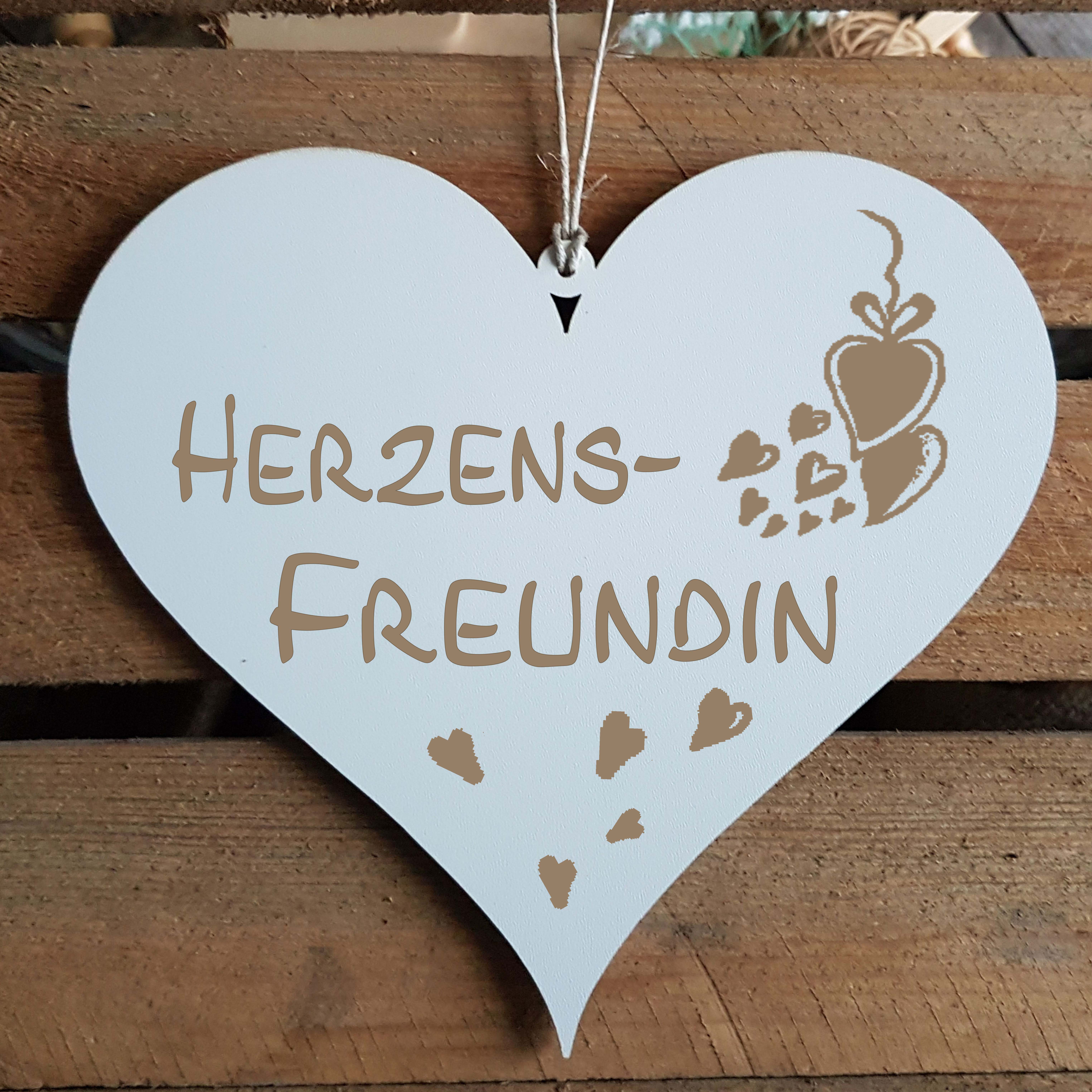 Herz Schild « HERZENSFREUNDIN » mit Motiv Herzen