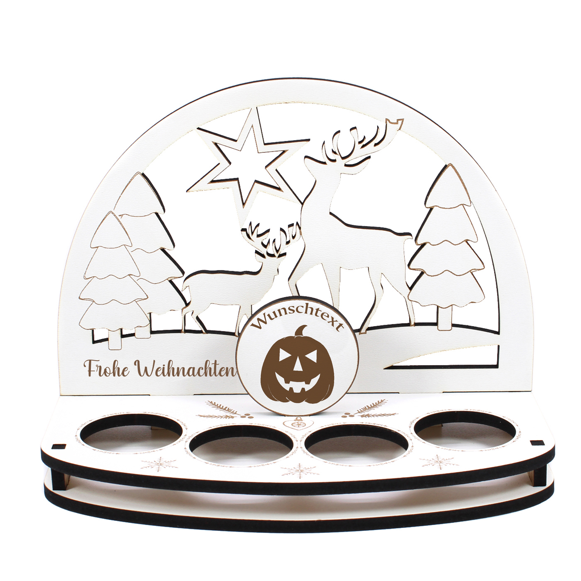 Deko Schwibbogen Halloween Kürbiskopf Teelichthalter personalisiert Weihnachten Weihnachtsdekoration