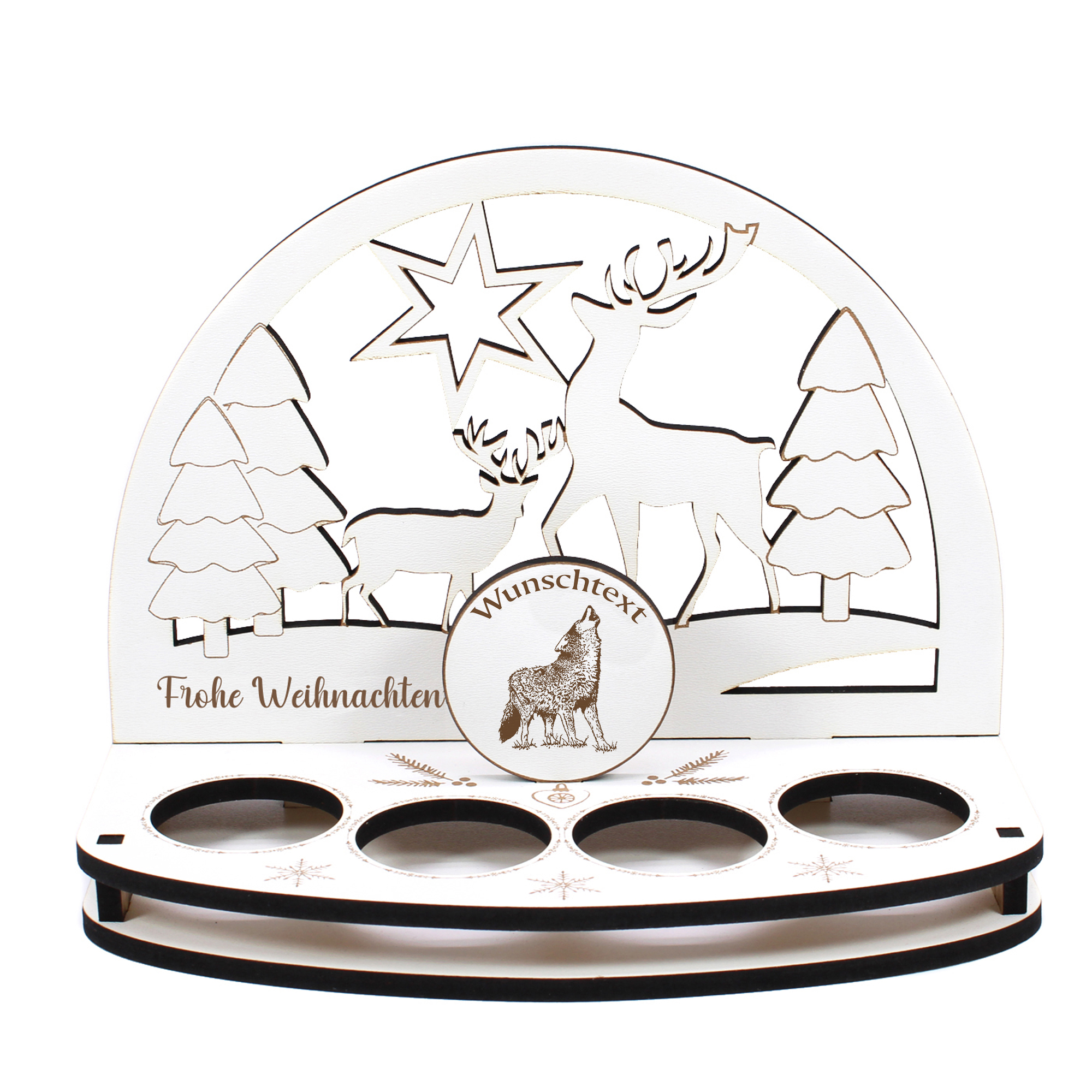 Deko Schwibbogen heulender Wolf Teelichthalter personalisiert Weihnachten Weihnachtsdekoration