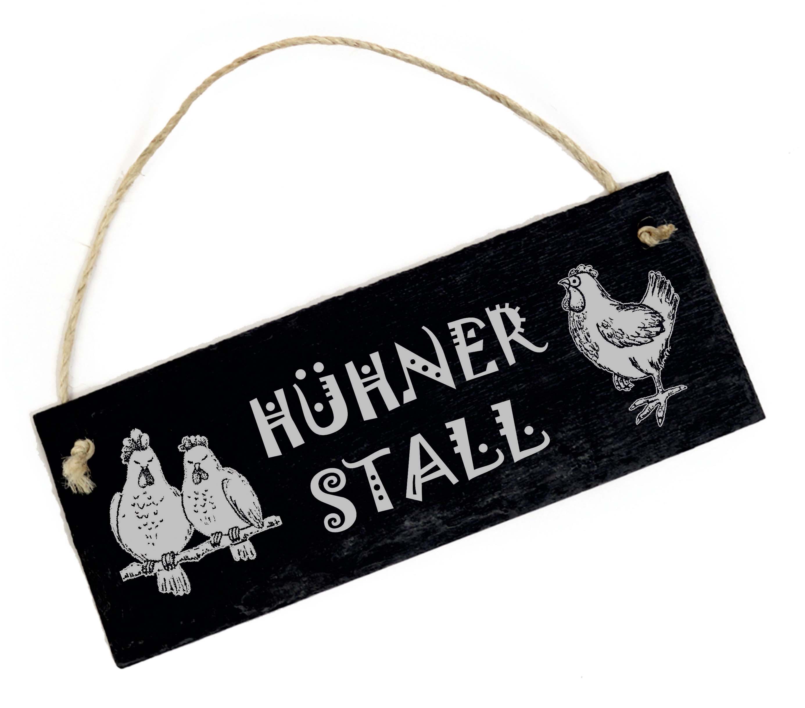 Hühnerstall Schild Schiefer graviert Stall Türschild zum Anhängen Eingang Hühner 22 x 8 cm