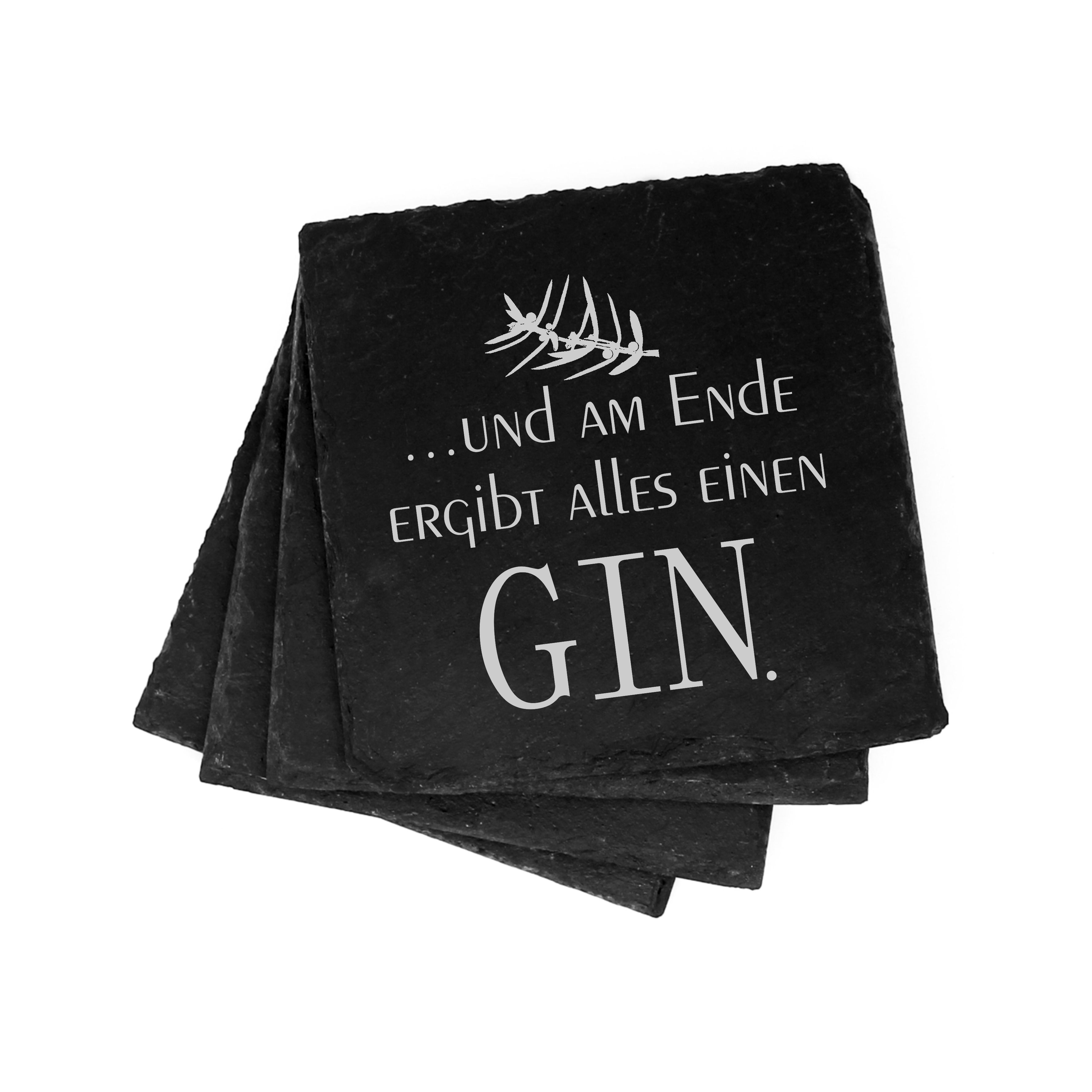 Schiefer Untersetzer Und am Ende ergibt alles einen Gin • Set 4 Stück • 11 x 11 cm