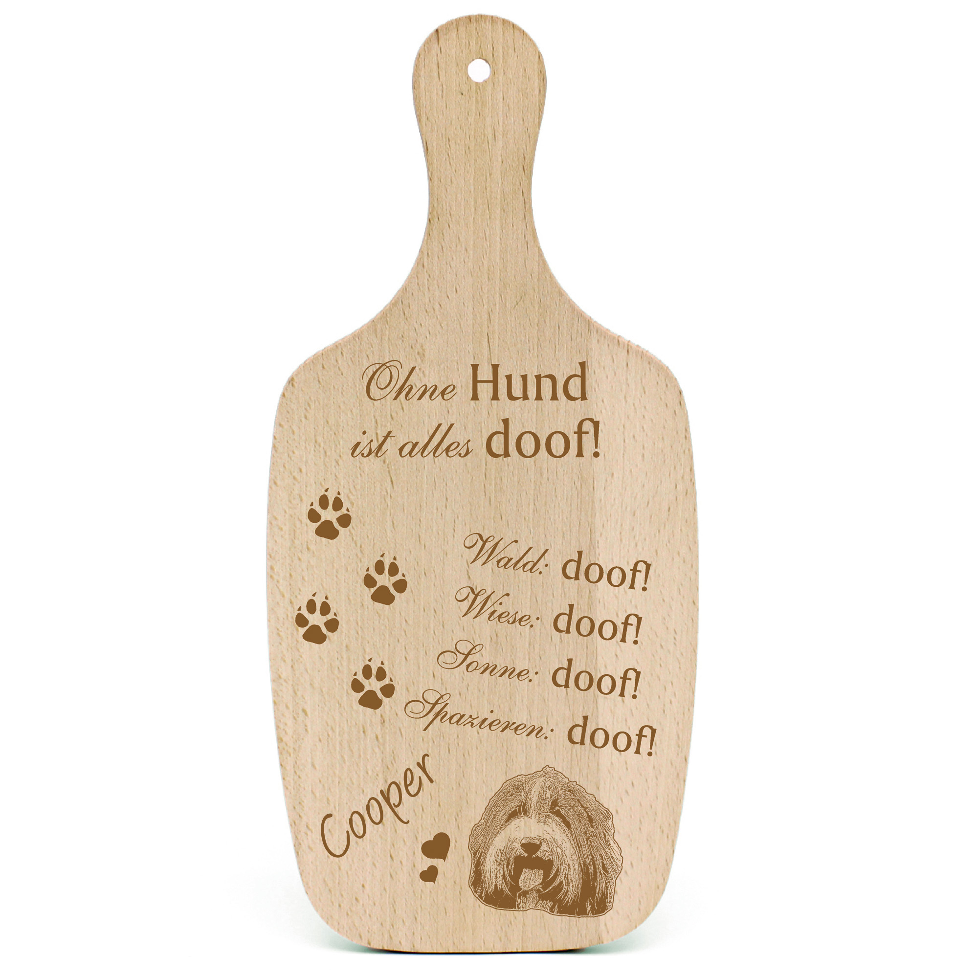 Deko Hundeschild Geschenk Hund Bearded Collie Kopf -...alles Doof-