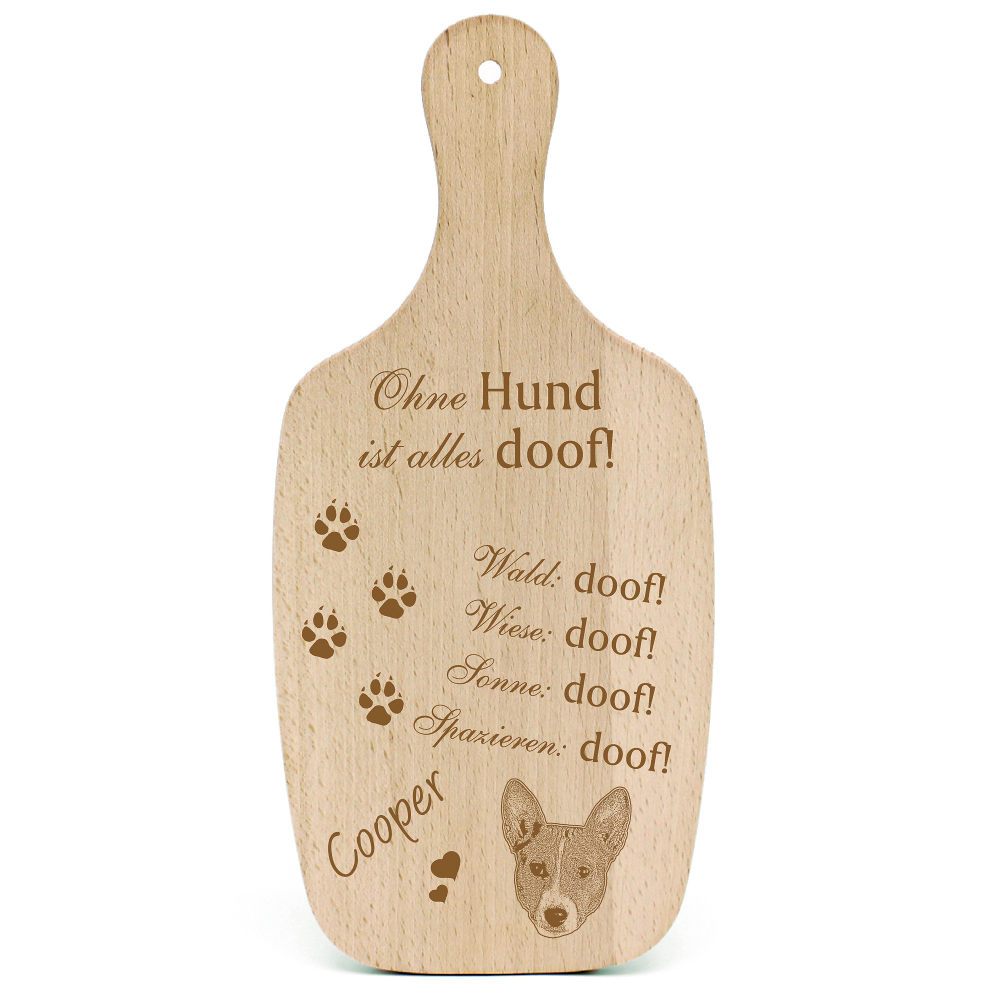 Deko Hundeschild Geschenk Hund Basenji Kopf -...alles Doof-