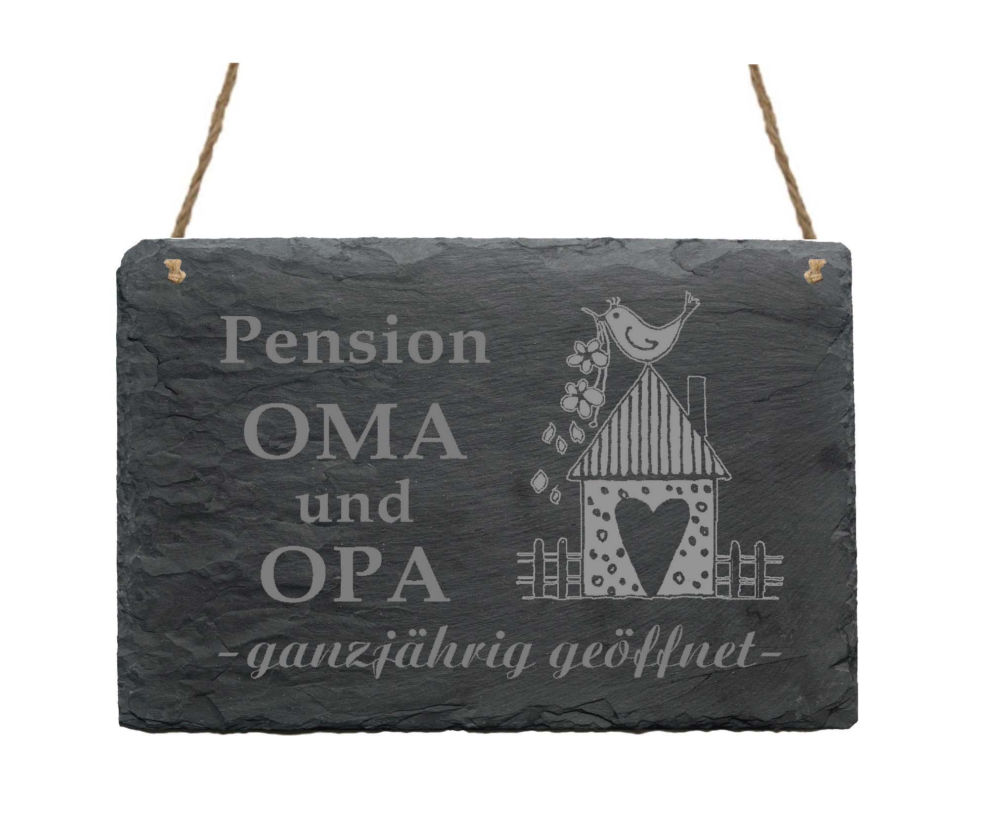 Schiefertafel « Pension Oma und Opa »