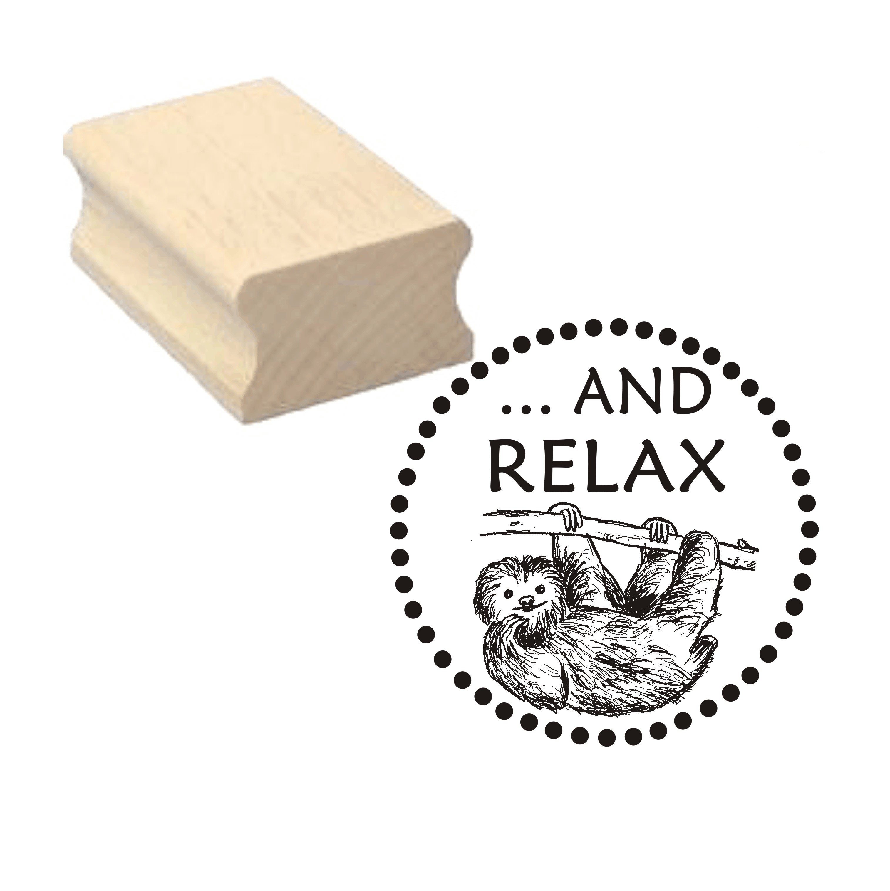 Stempel « And Relax » Faultier Motivstempel - 40 x 40 mm