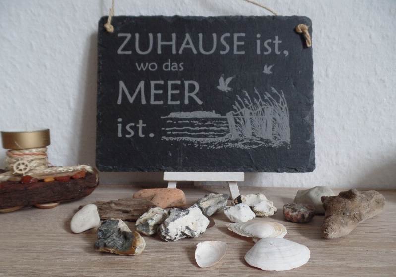 Schiefertafel « ZUHAUSE ist, wo das MEER ist »