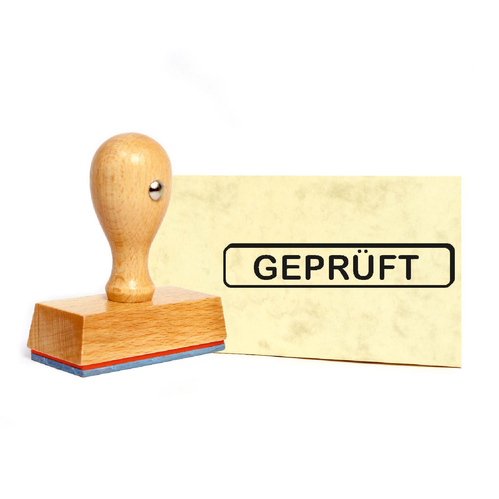 Stempel Geprüft - Holzstempel 49 x 9 mm