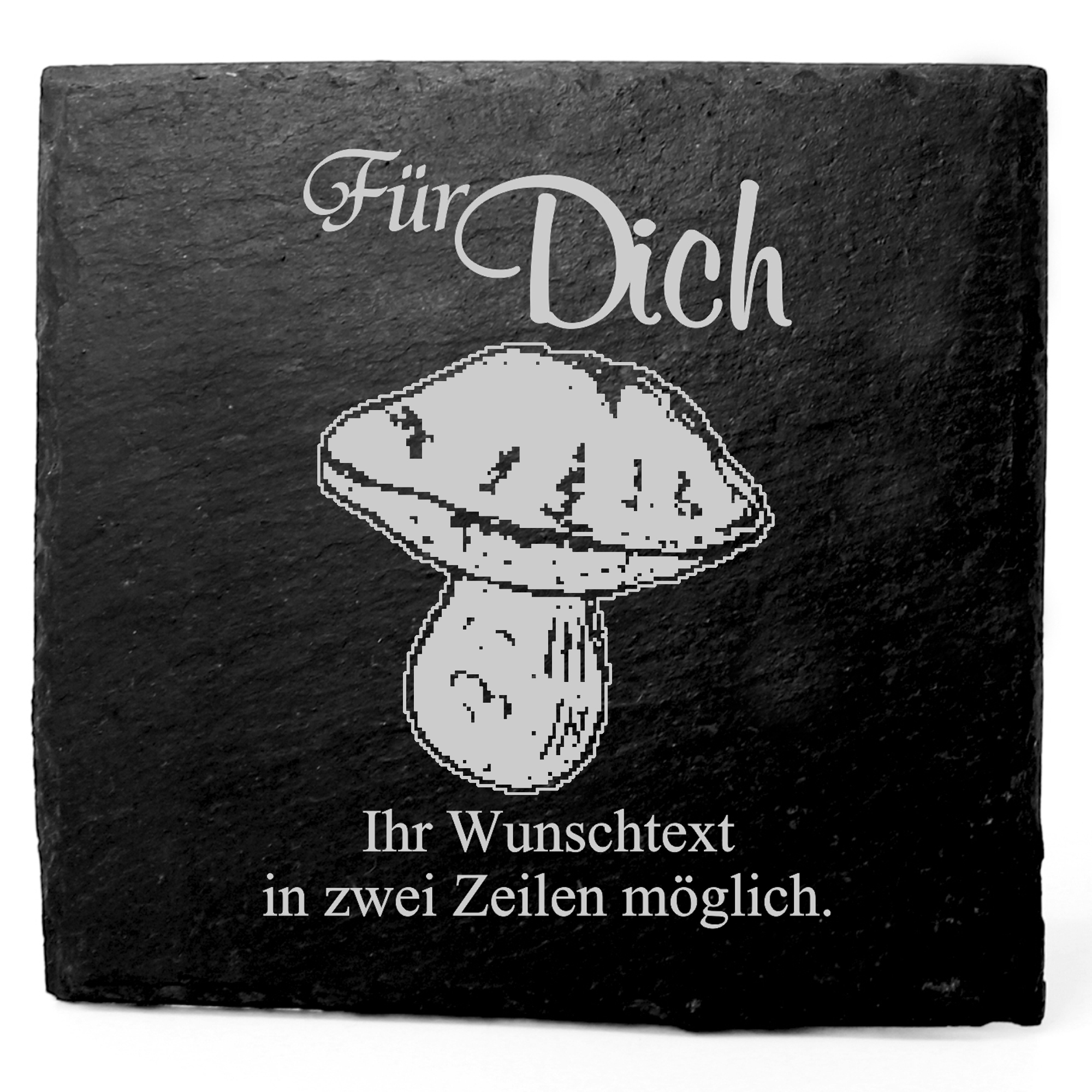 Deko Schiefer Untersetzer personalisiert Steinpilz - Für Dich - 11x11cm