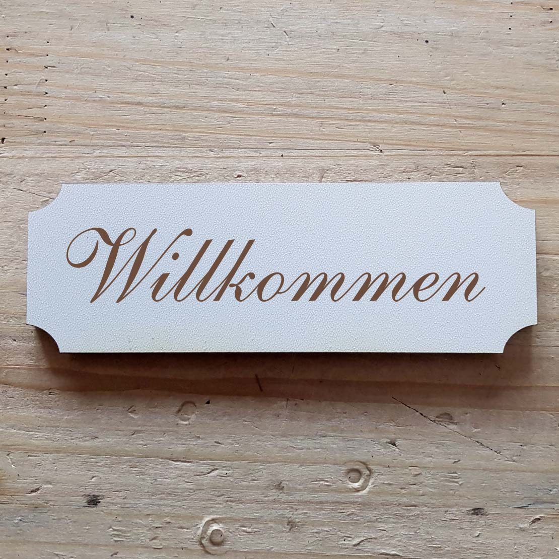 Selbstklebendes Schild « Willkommen »