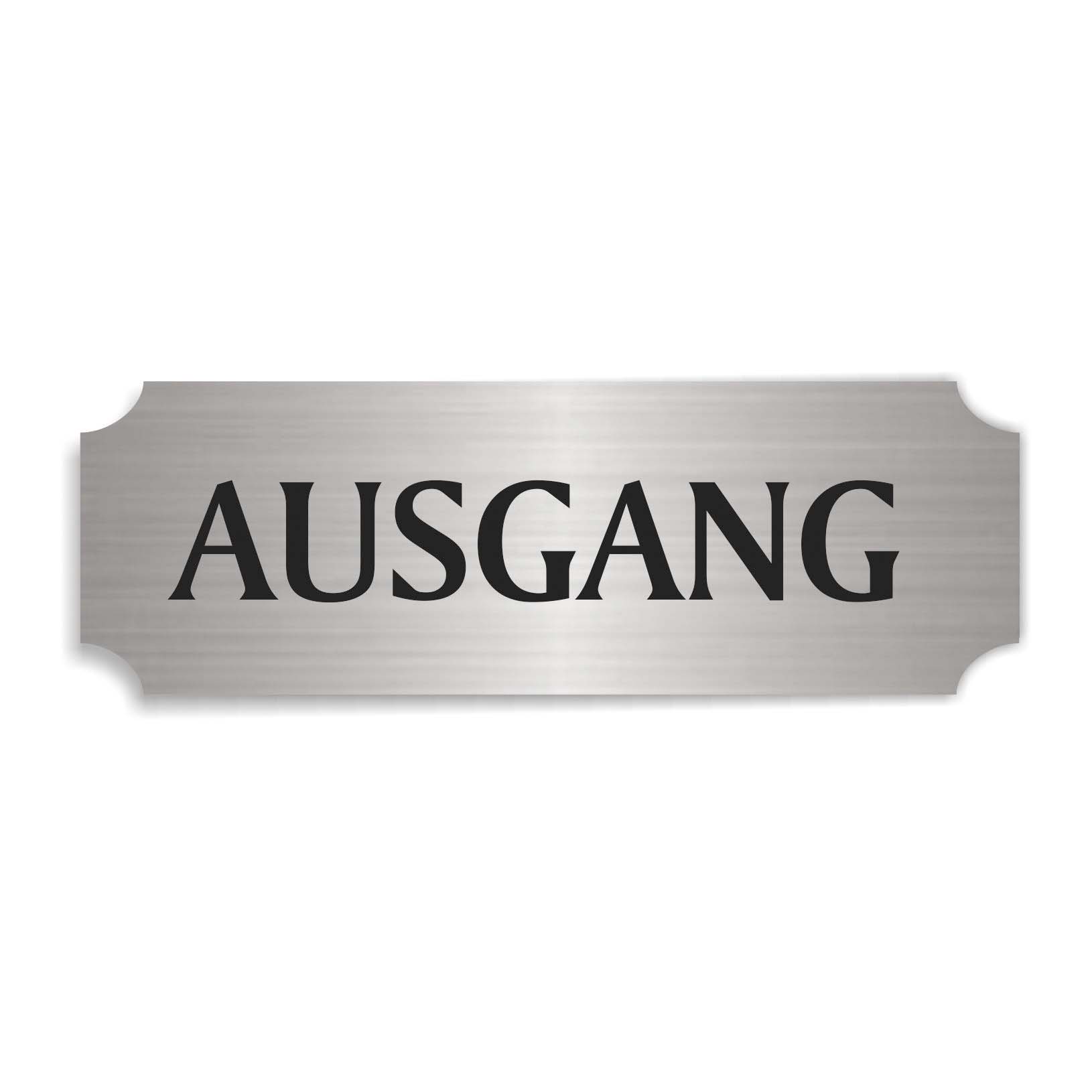 Schild « AUSGANG » selbstklebend - Aluminium Look - silber