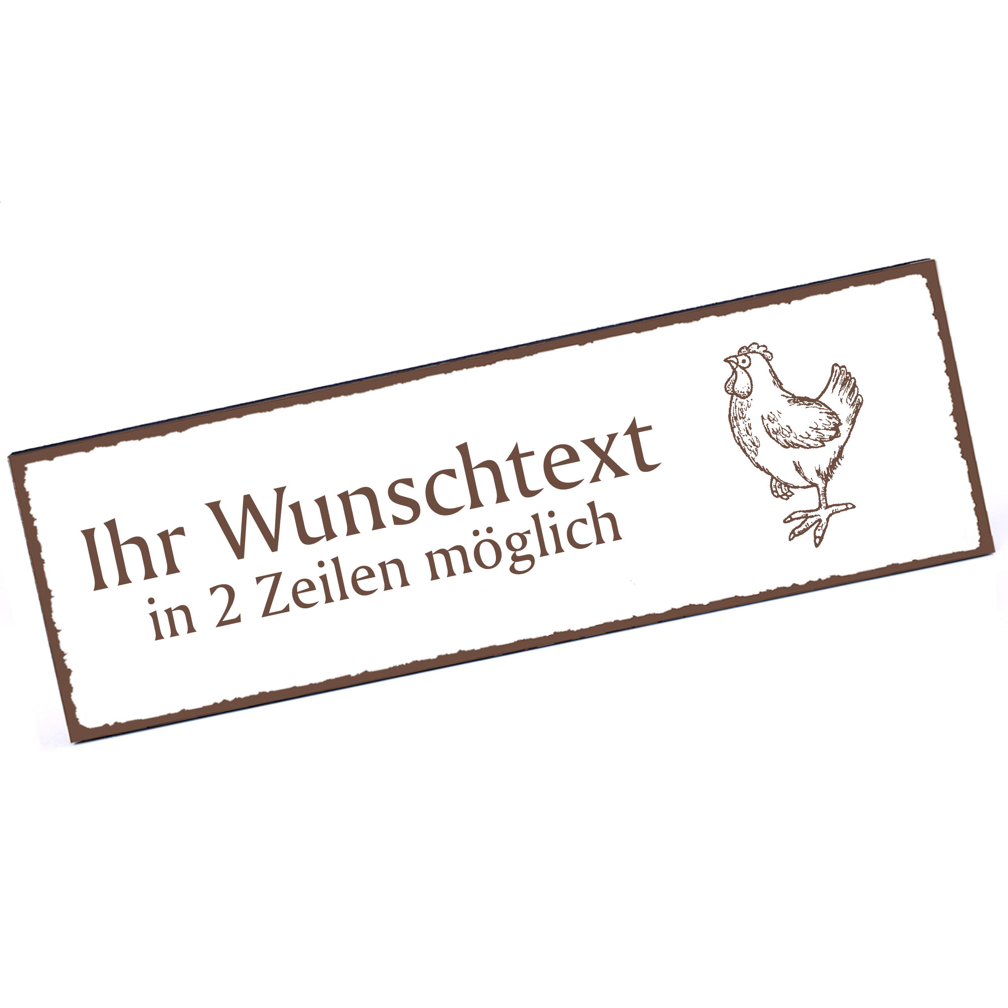 Türschild stolzes Huhn  Namensschild personalisiert mit Gravur - 150mm x 50mm - selbstklebend