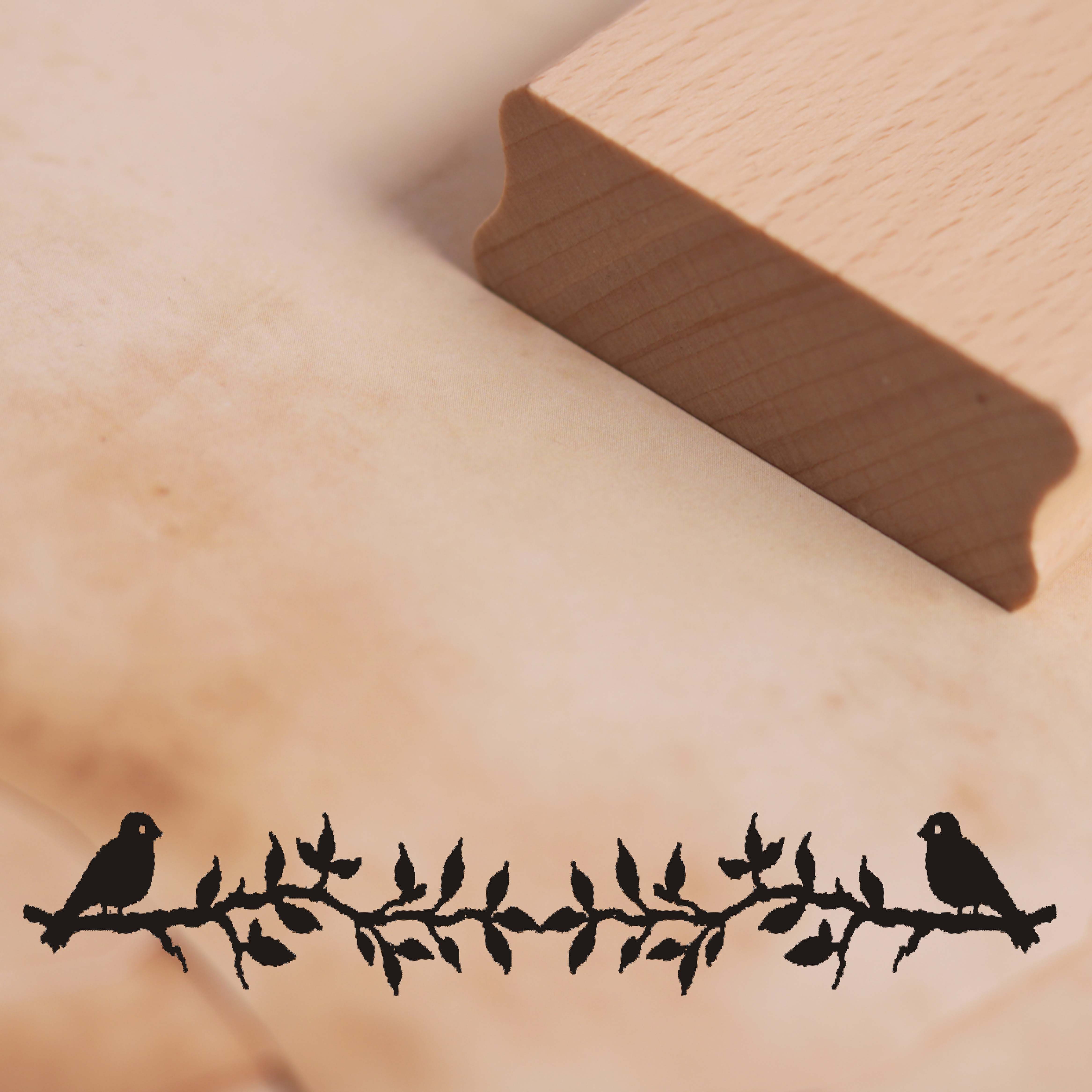 Motivstempel Vogel auf Ast Bordüre Stempel 98mm x 18mm