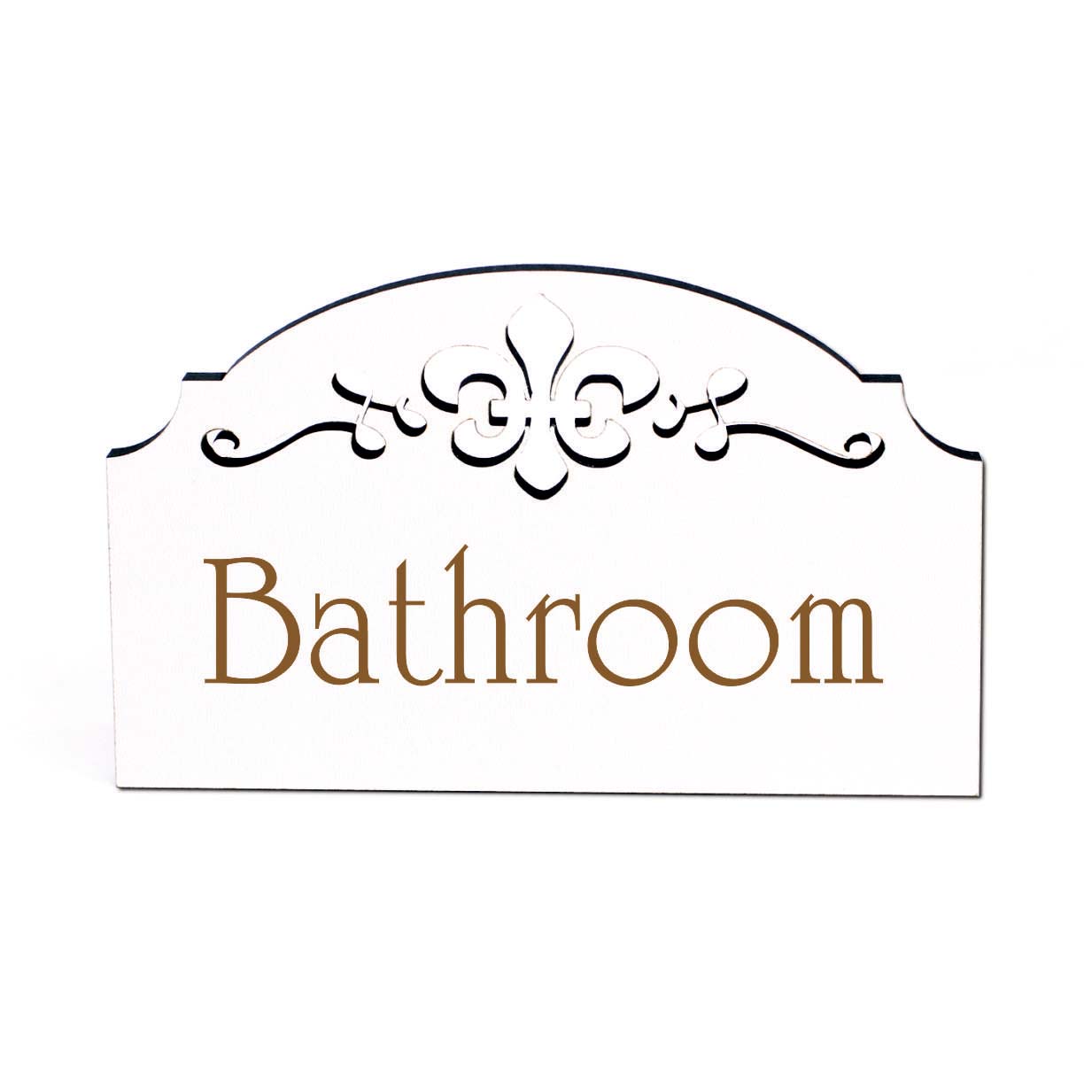 Bathroom Bad Schild für Tür selbstklebend Ornamente Türschild Holz weiß Vintage Deko 155 x 95 mm