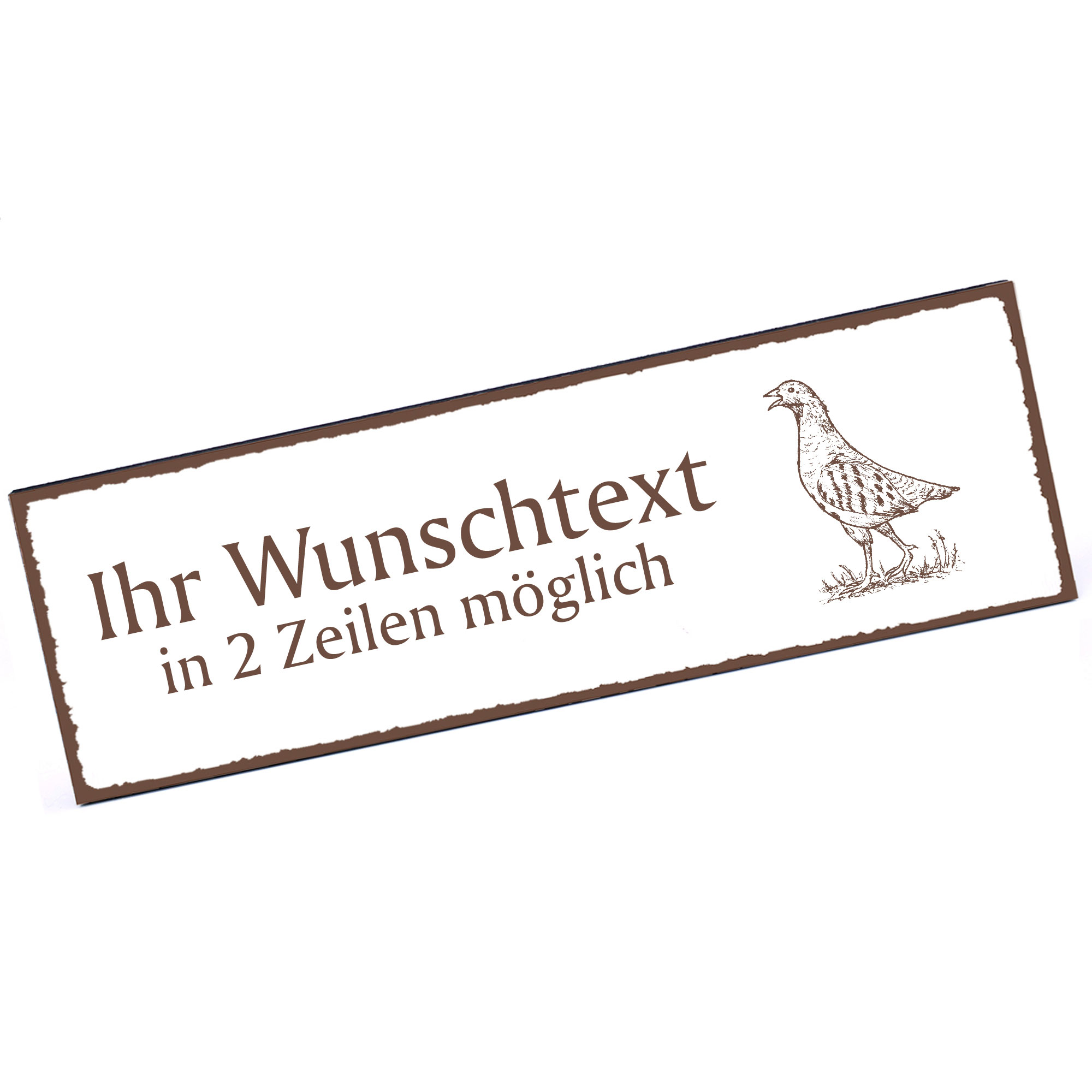 Türschild aufrechtes Rebhuhn  Namensschild personalisiert mit Gravur - 150mm x 50mm - selbstklebend