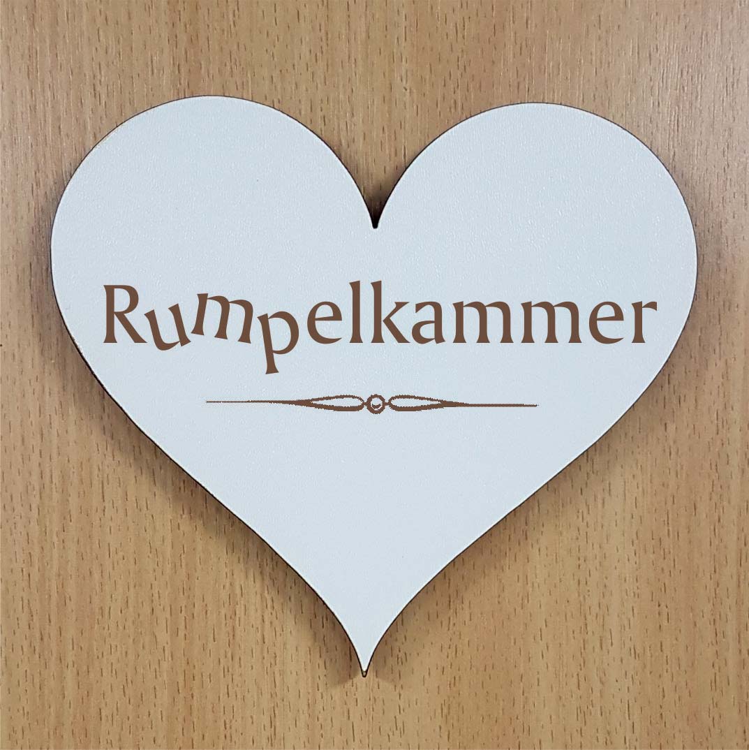 Shabby Herz « RUMPELKAMMER » selbstklebendes Türschild