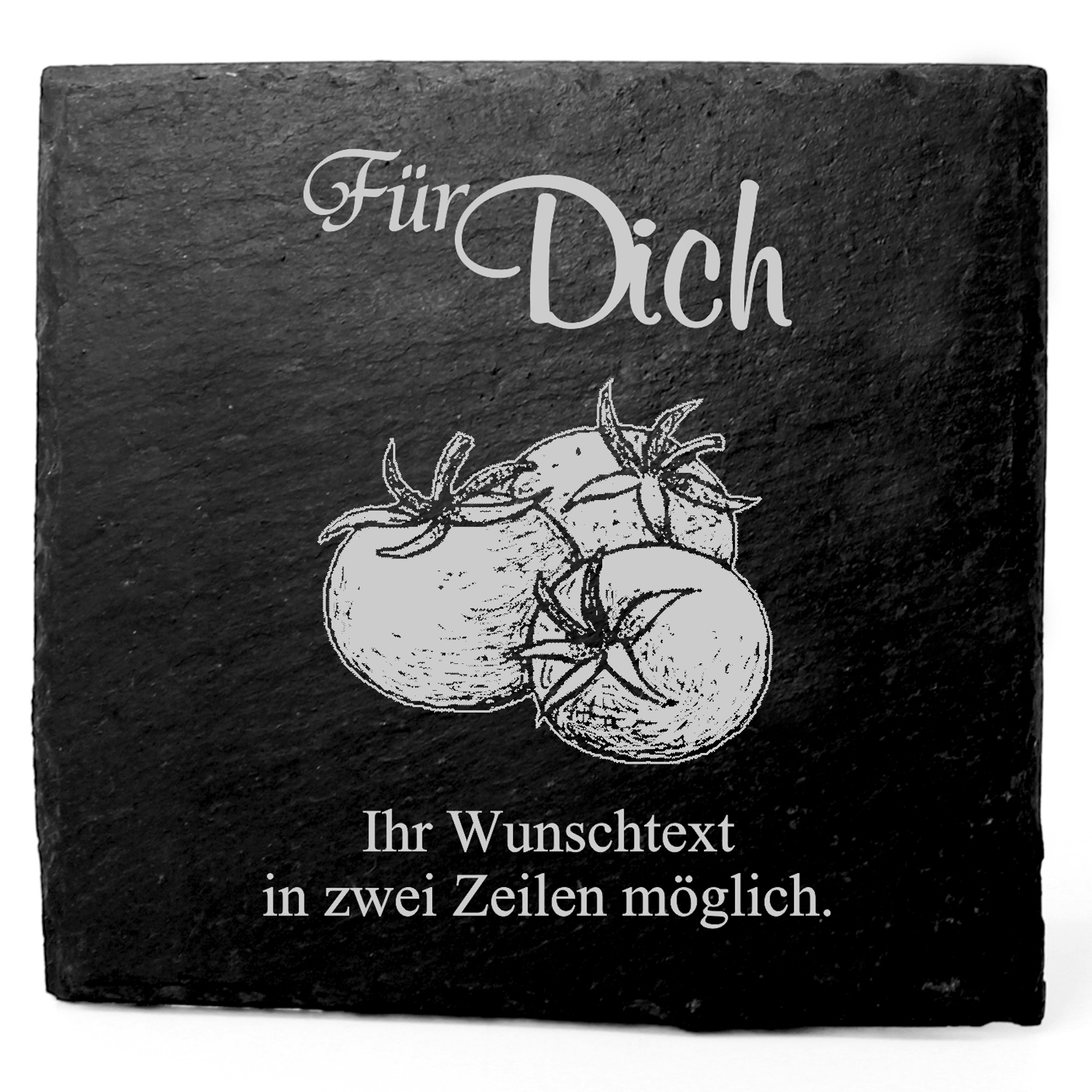 Deko Schiefer Untersetzer personalisiert Tomate - Für Dich - 11x11cm