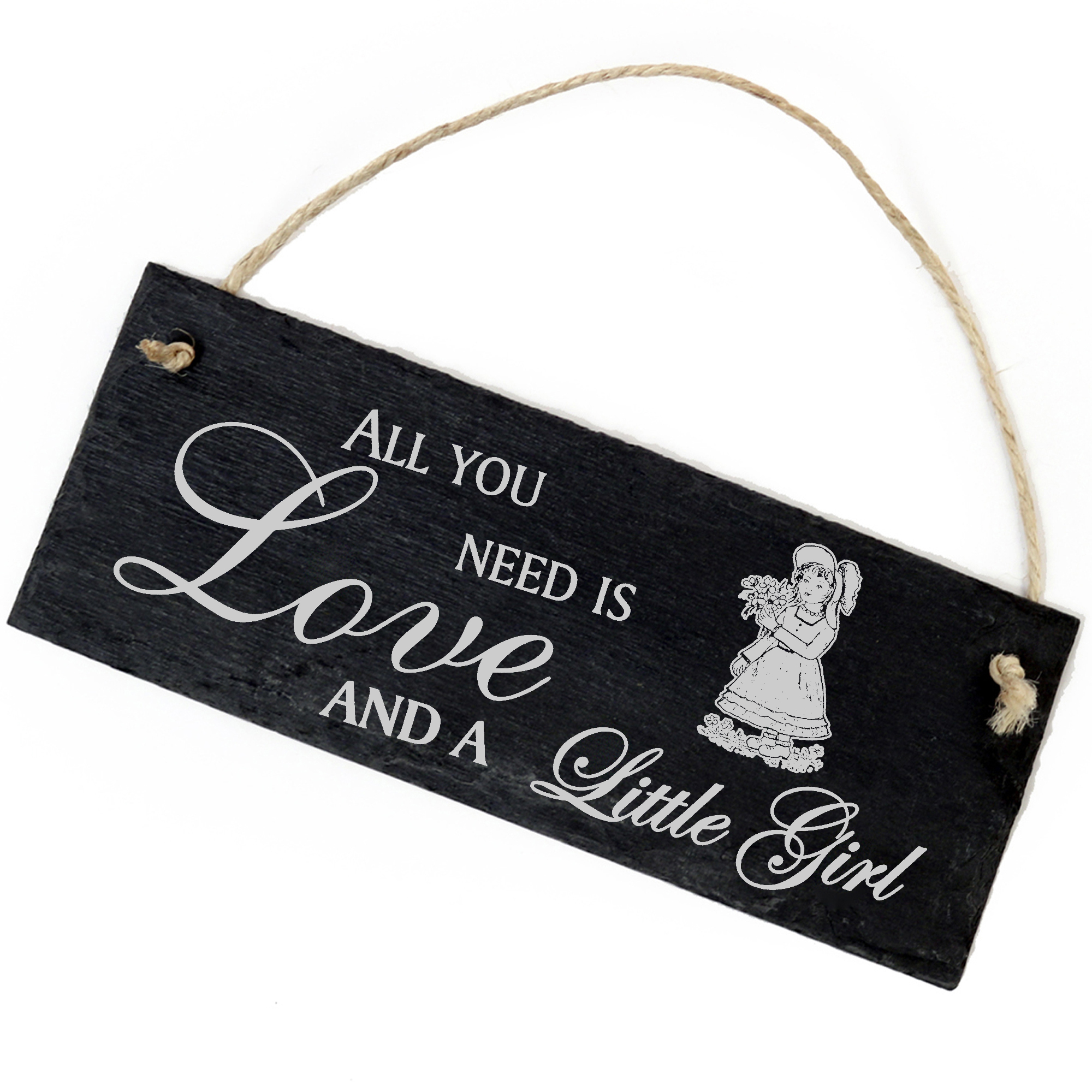 Schiefertafel Deko kleines Mädchen Schild 22 x 8 cm - All you need is Love and a Little Girl